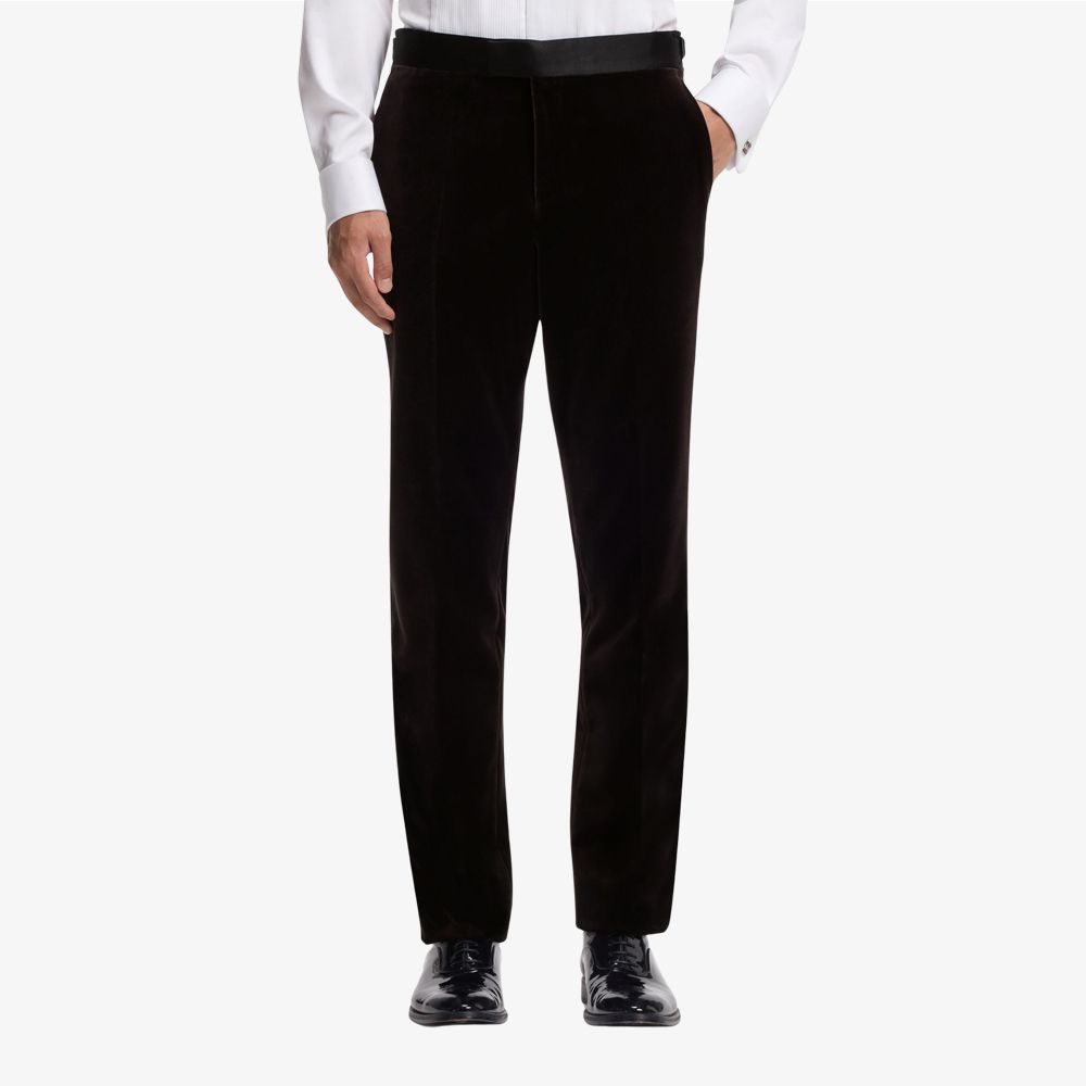 BOSS - Quần tây tuxedo dáng slim fit vải nhung cotton