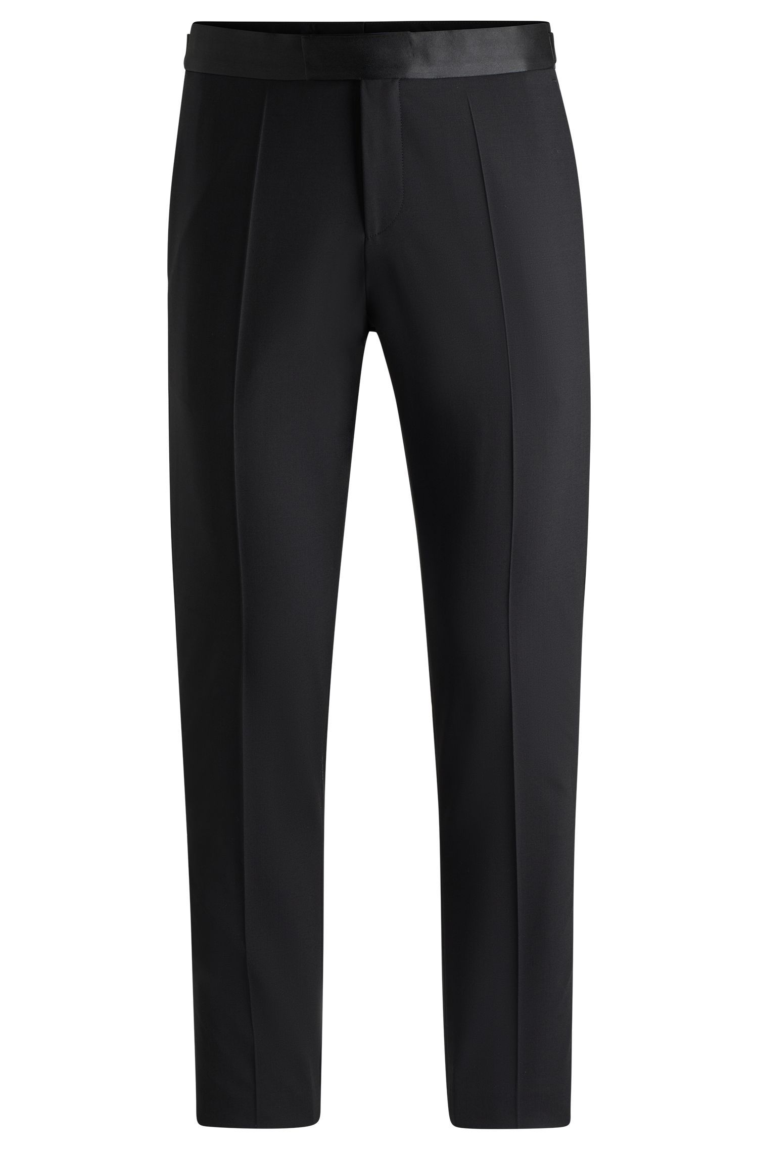 BOSS - Quần tây tuxedo dáng slim-fit bằng vải len co giãn