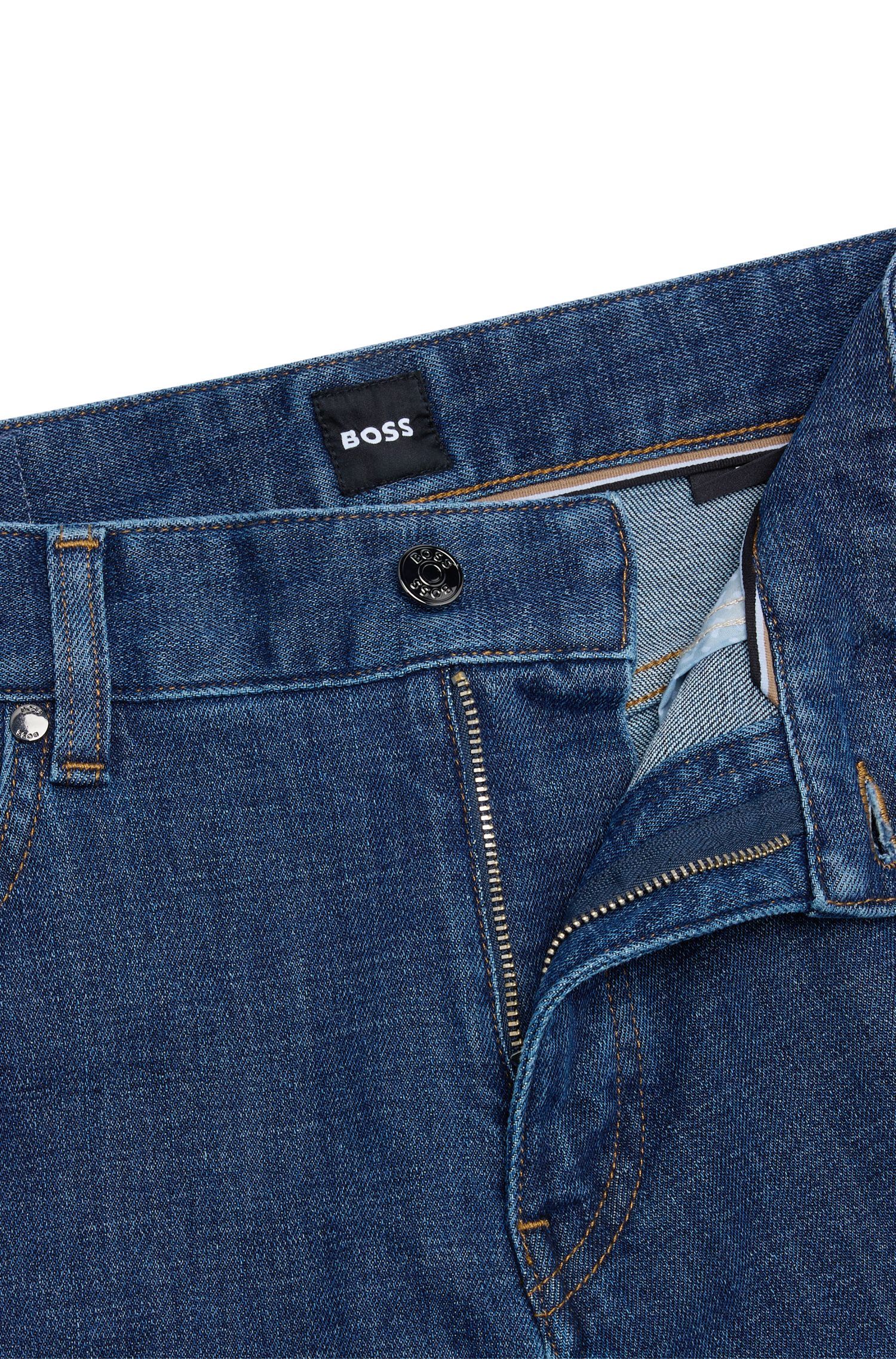 BOSS - Quần jeans dáng regular-fit vải denim co giãn