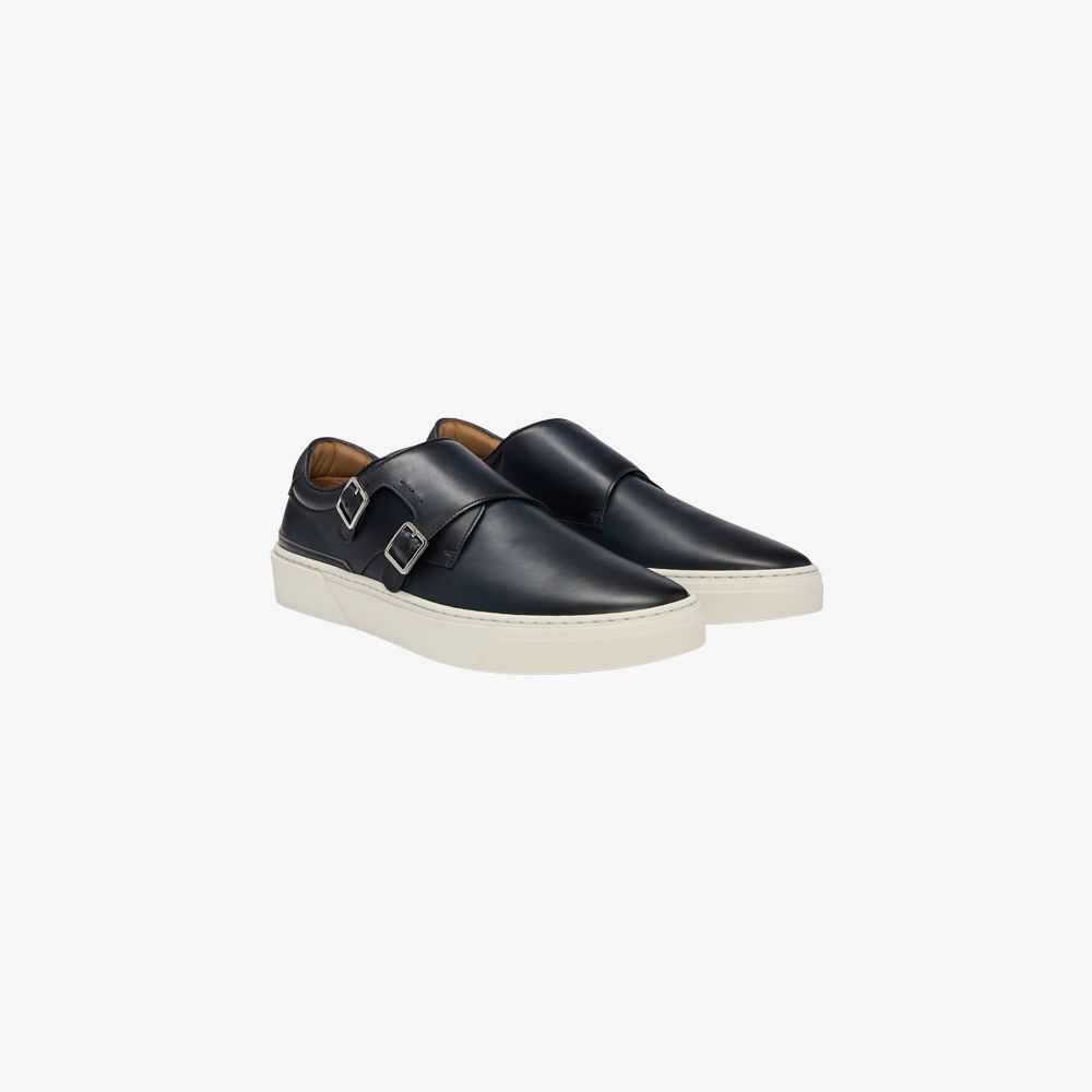 BOSS - Giày trainer da đánh bóng với khóa đôi monk strap