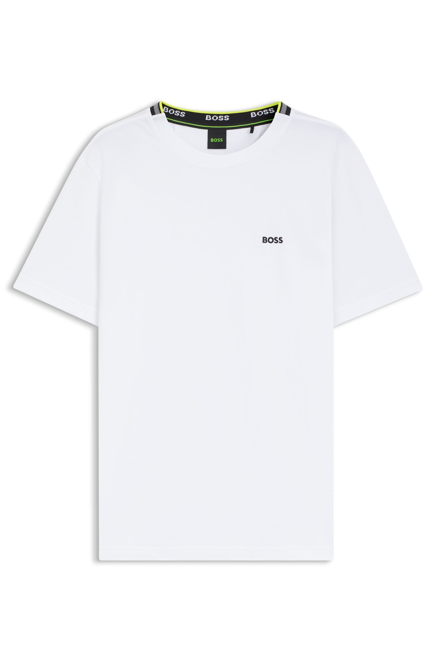BOSS - Áo thun cotton-piqué có sọc đặc trưng