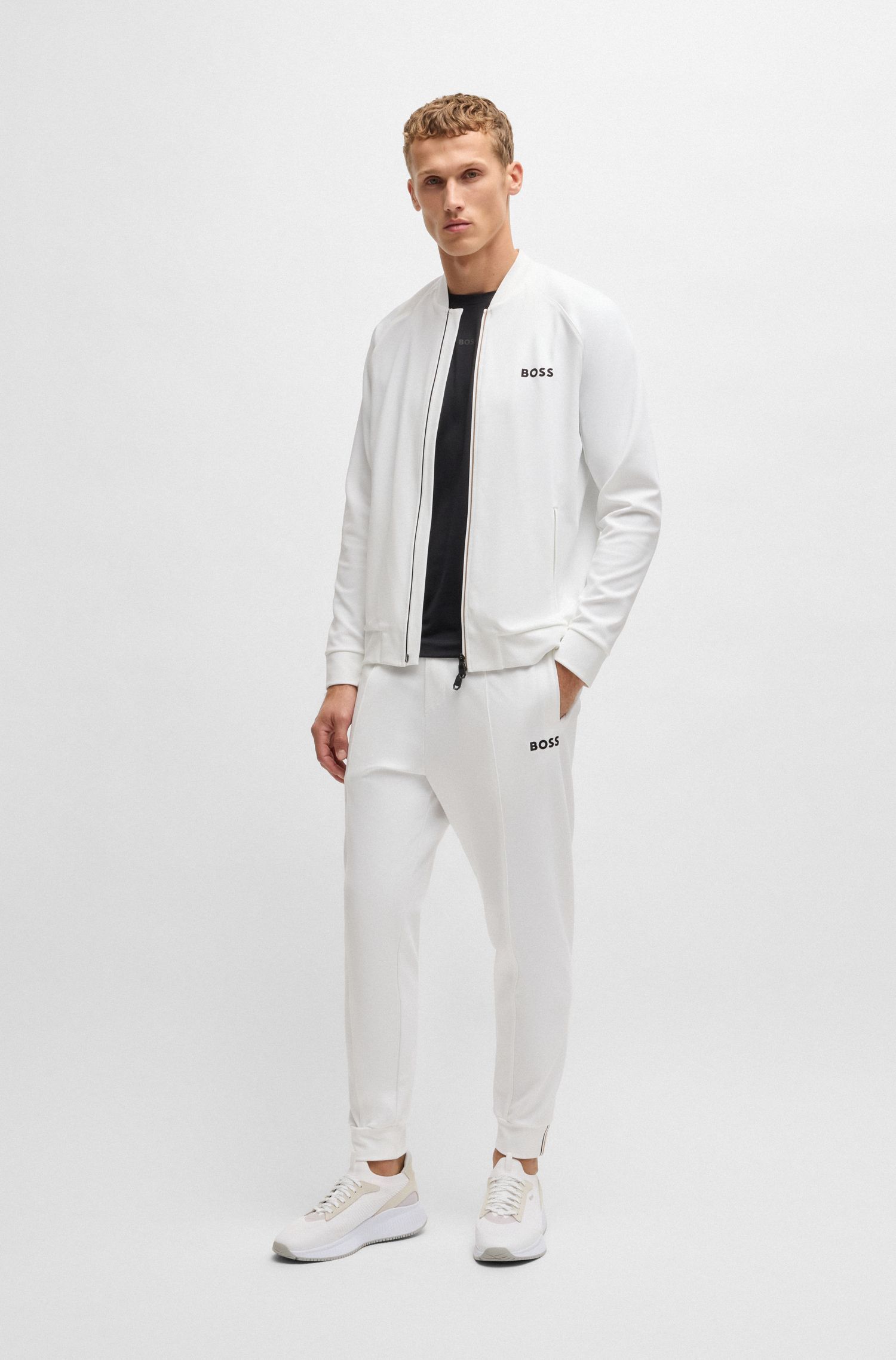 BOSS x Matteo Berrettini Áo sweatshirt dáng regular-fit vải gabardine co giãn