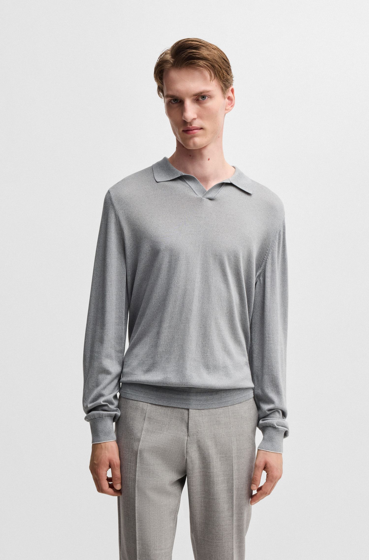 BOSS - Áo sweater cổ Johnny dáng regular fit