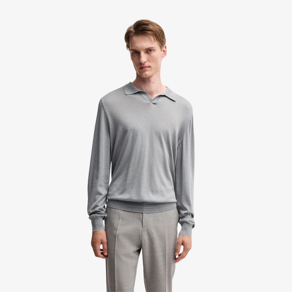 BOSS - Áo sweater cổ Johnny dáng regular fit
