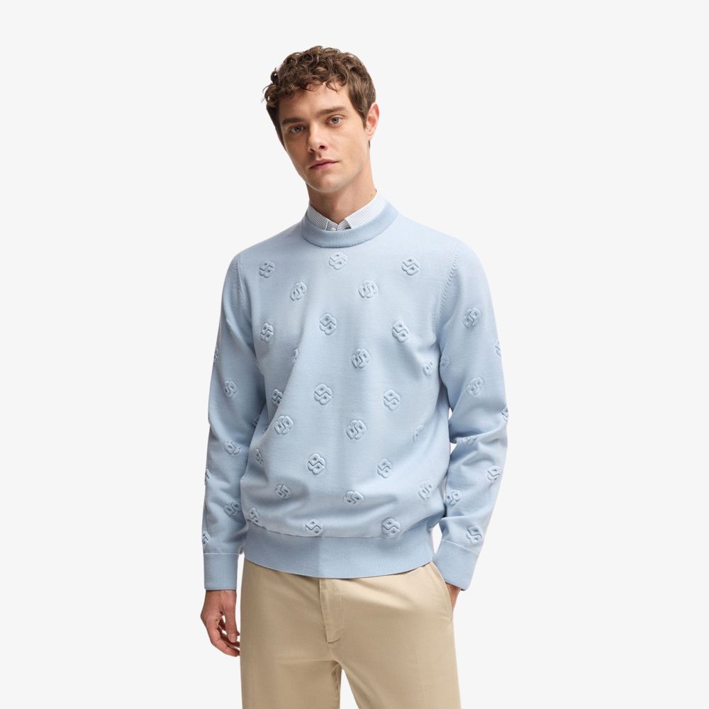 BOSS - Áo sweater len với monogram Double B
