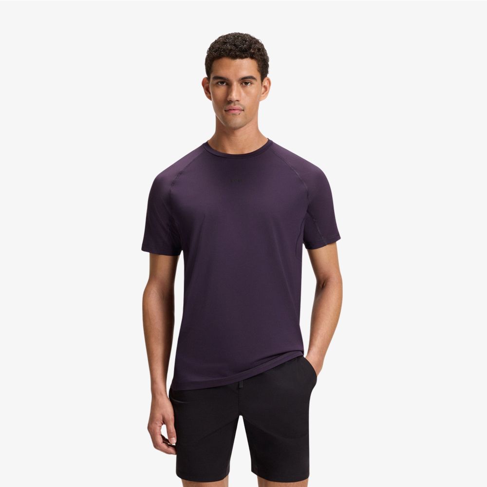 BOSS - Áo thun thể thao dáng slim fit với chi tiết phản quang trang trí