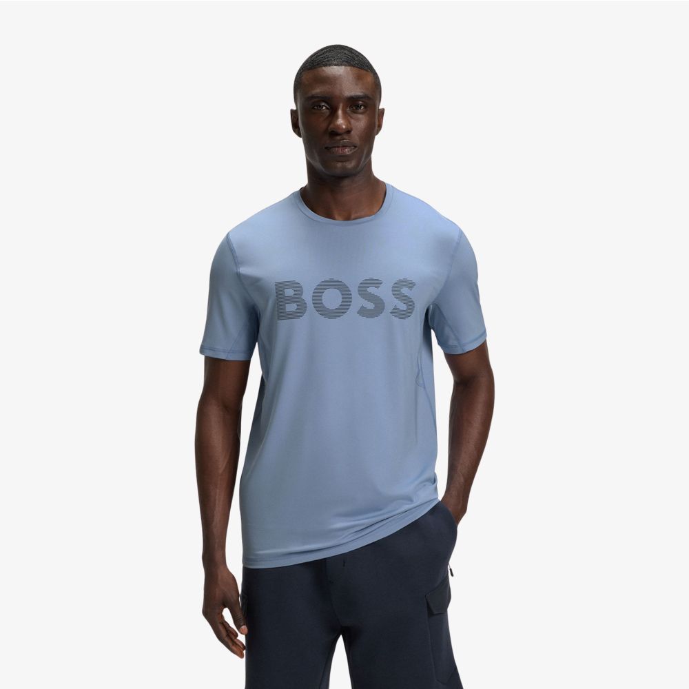 BOSS - Áo thun dáng ôm slim fit thoáng khí