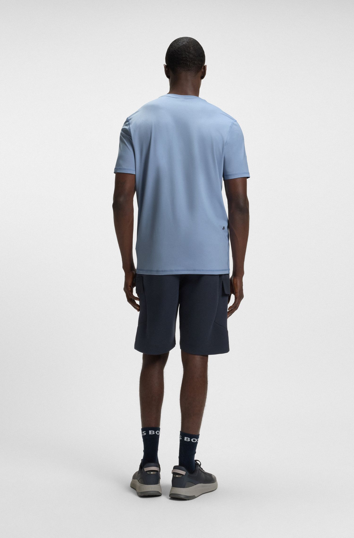 BOSS - Áo thun dáng ôm slim fit thoáng khí