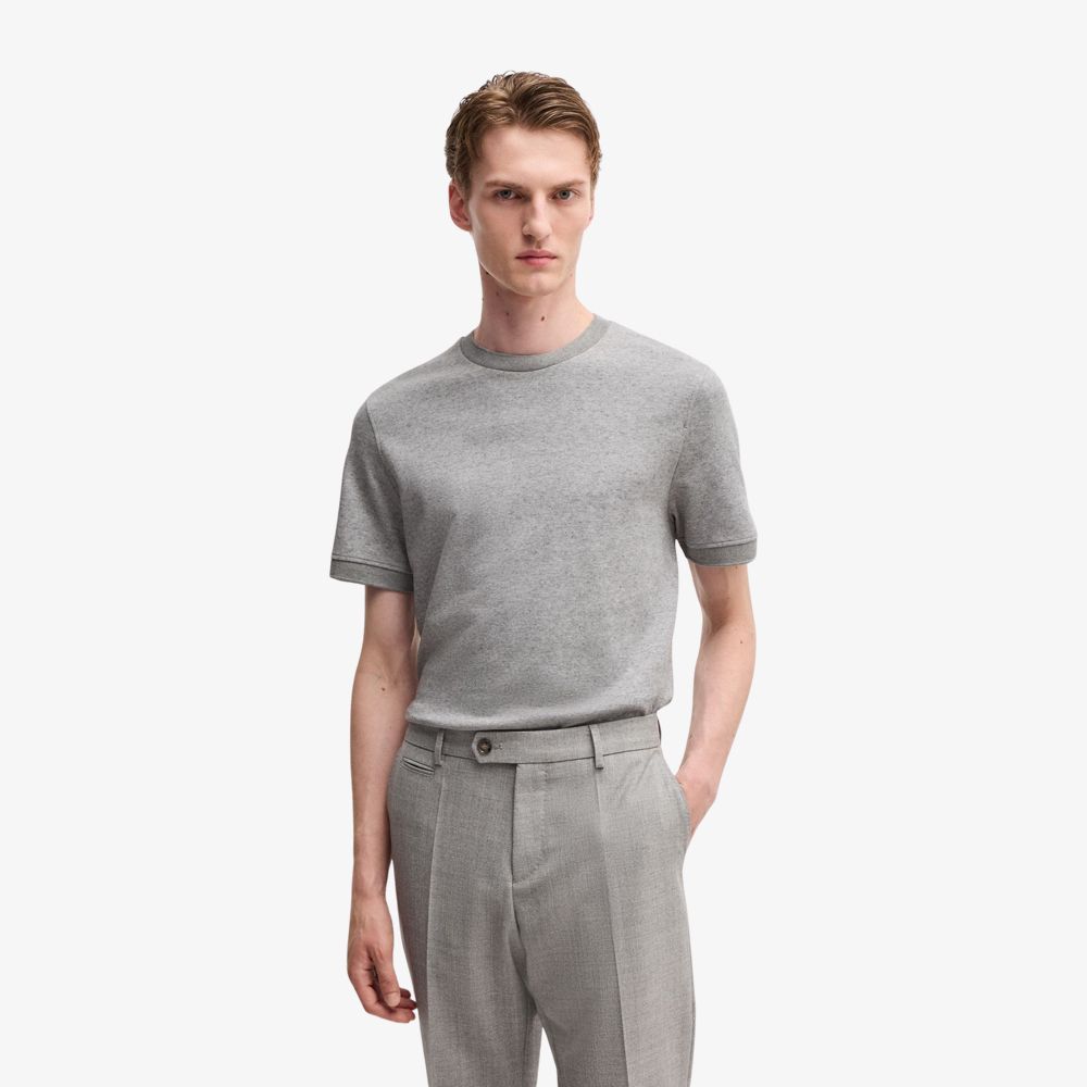 BOSS - Áo thun vải pha cotton và cashmere với lớp chống khuẩn