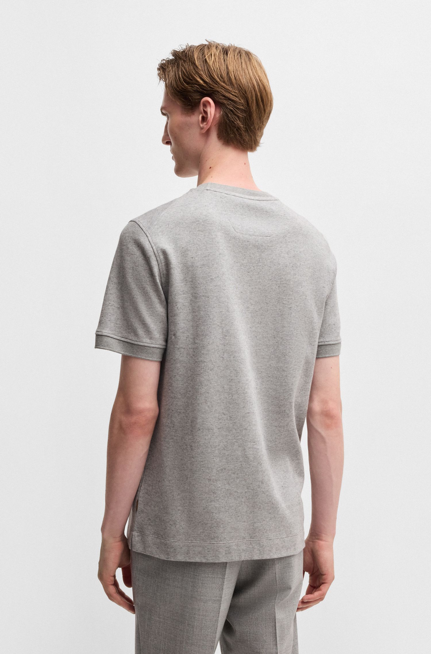 BOSS - Áo thun vải pha cotton và cashmere với lớp chống khuẩn