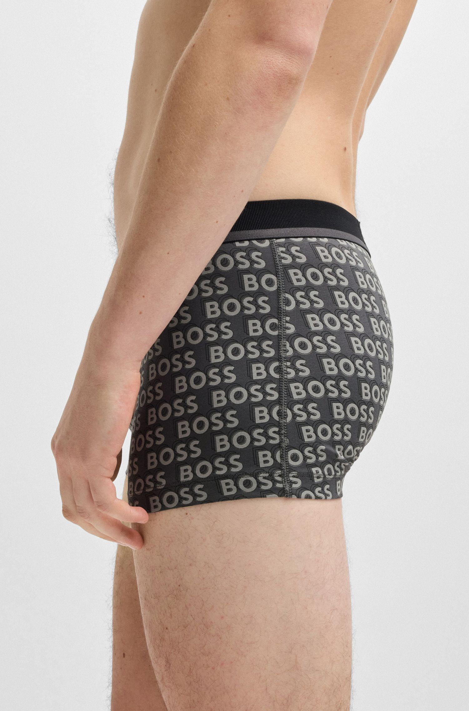 BOSS - Quần lót dáng trunks cotton co giãn họa tiết in