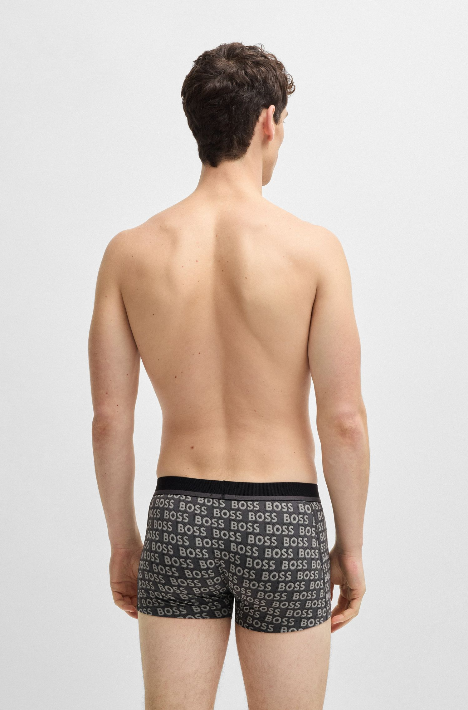 BOSS - Quần lót dáng trunks cotton co giãn họa tiết in