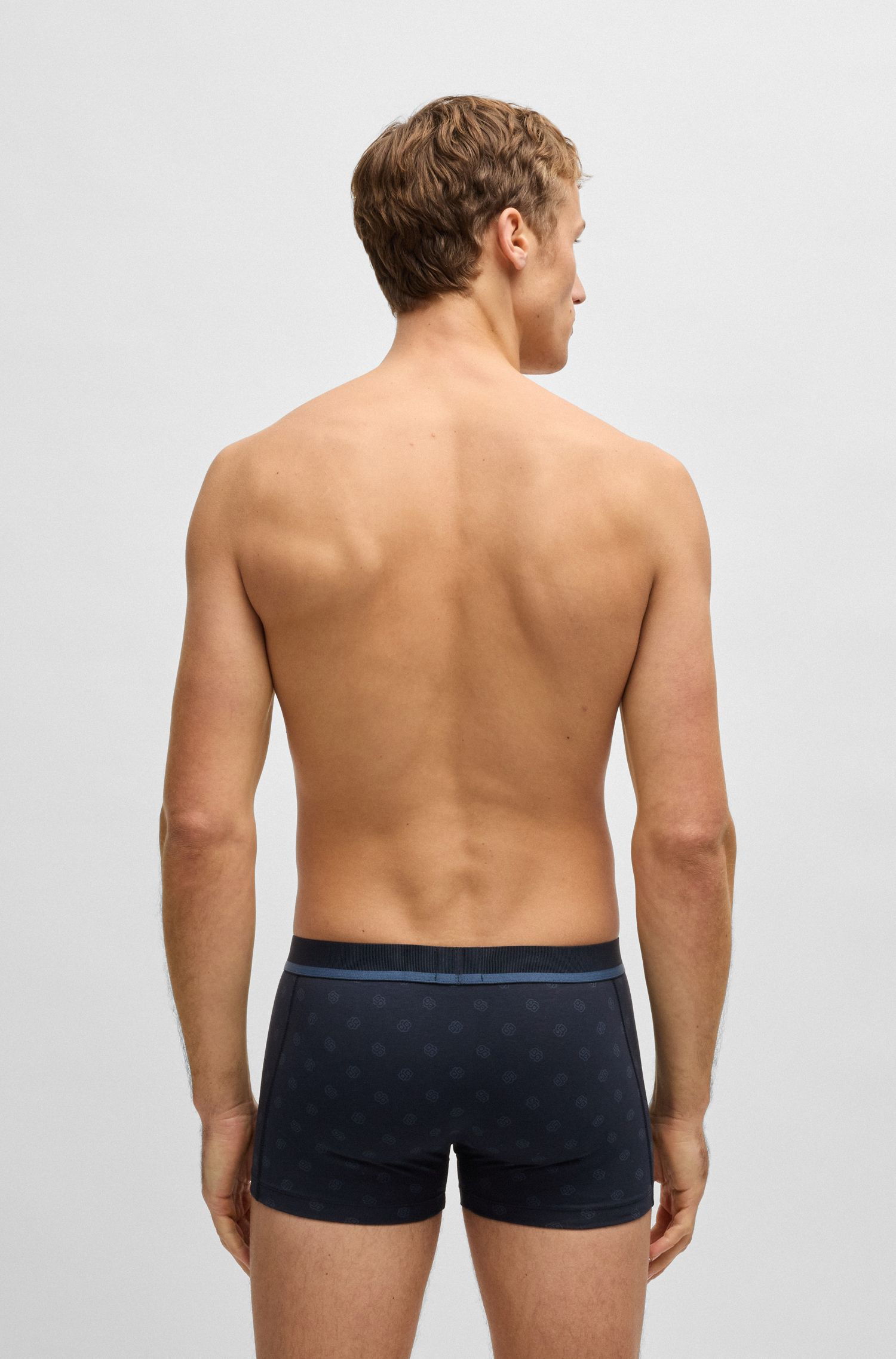 BOSS - Quần lót dáng trunks cotton co giãn họa tiết in