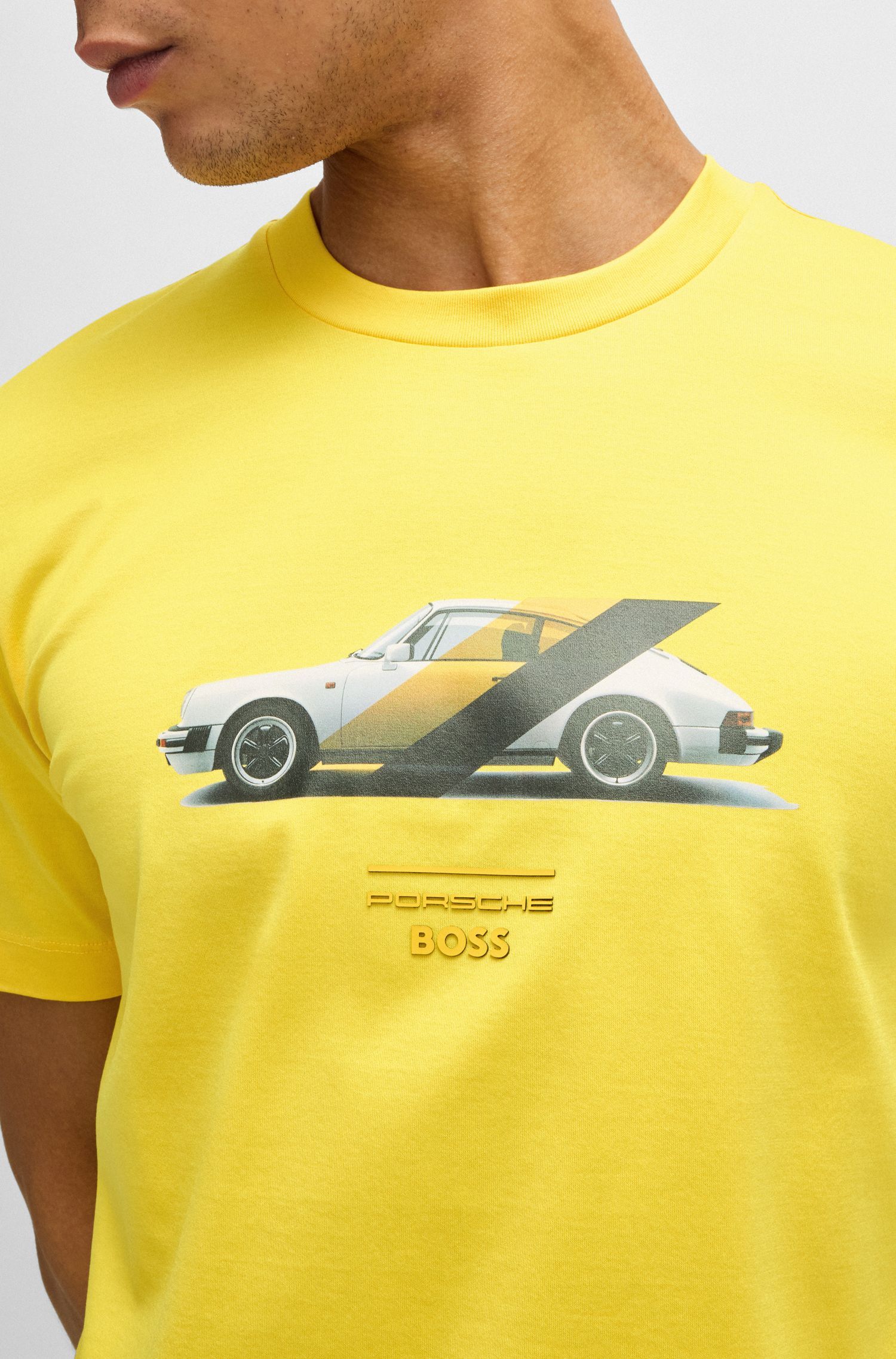 BOSS - Porsche x BOSS Áo thun vải cotton mercerized với logo hợp tác