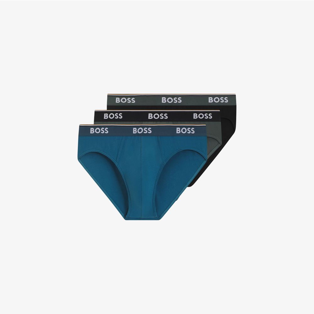 BOSS - Bộ 3 quần lót cotton dáng briefs co giãn in logo