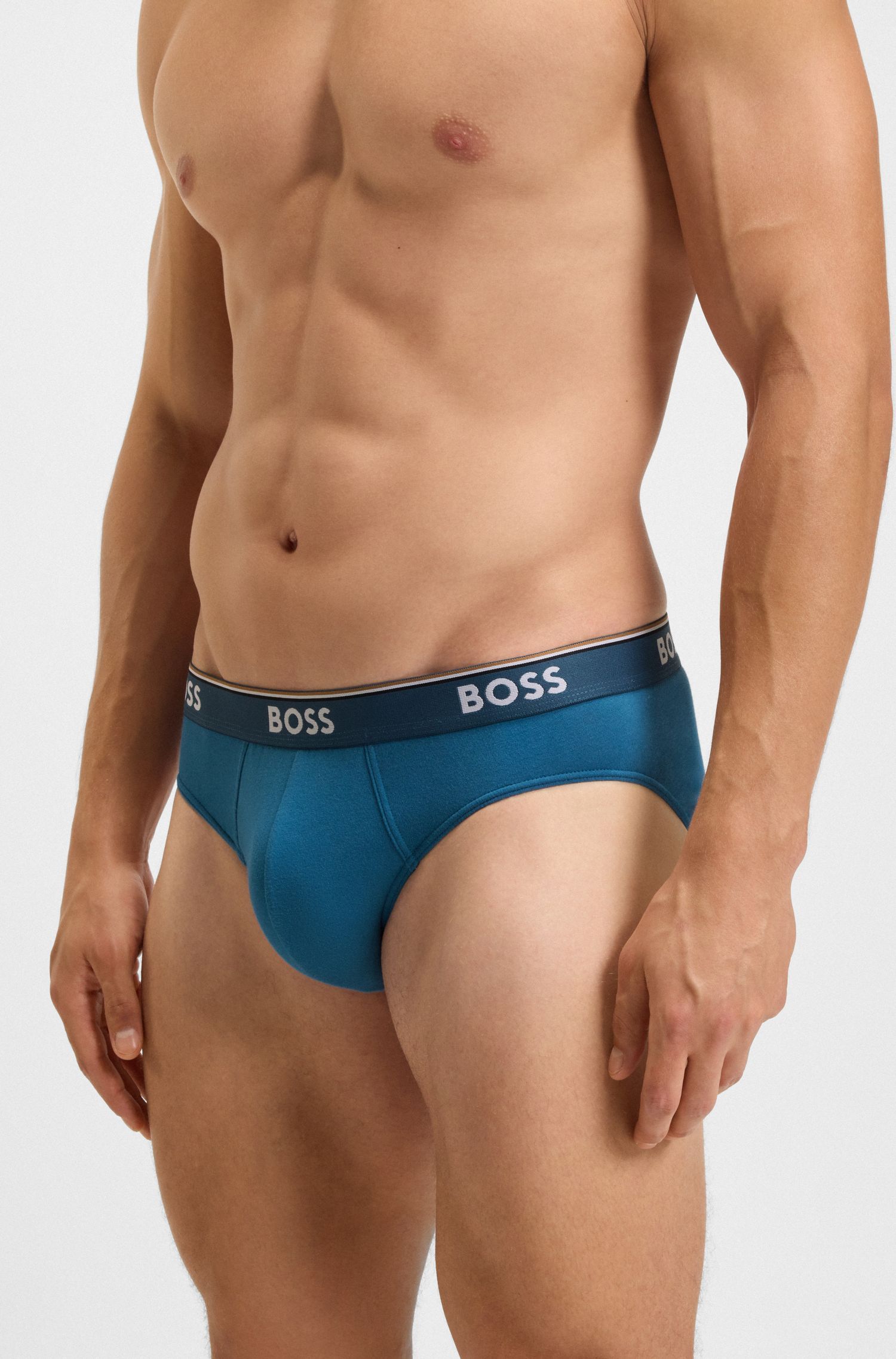 BOSS - Bộ 3 quần lót cotton dáng briefs co giãn in logo