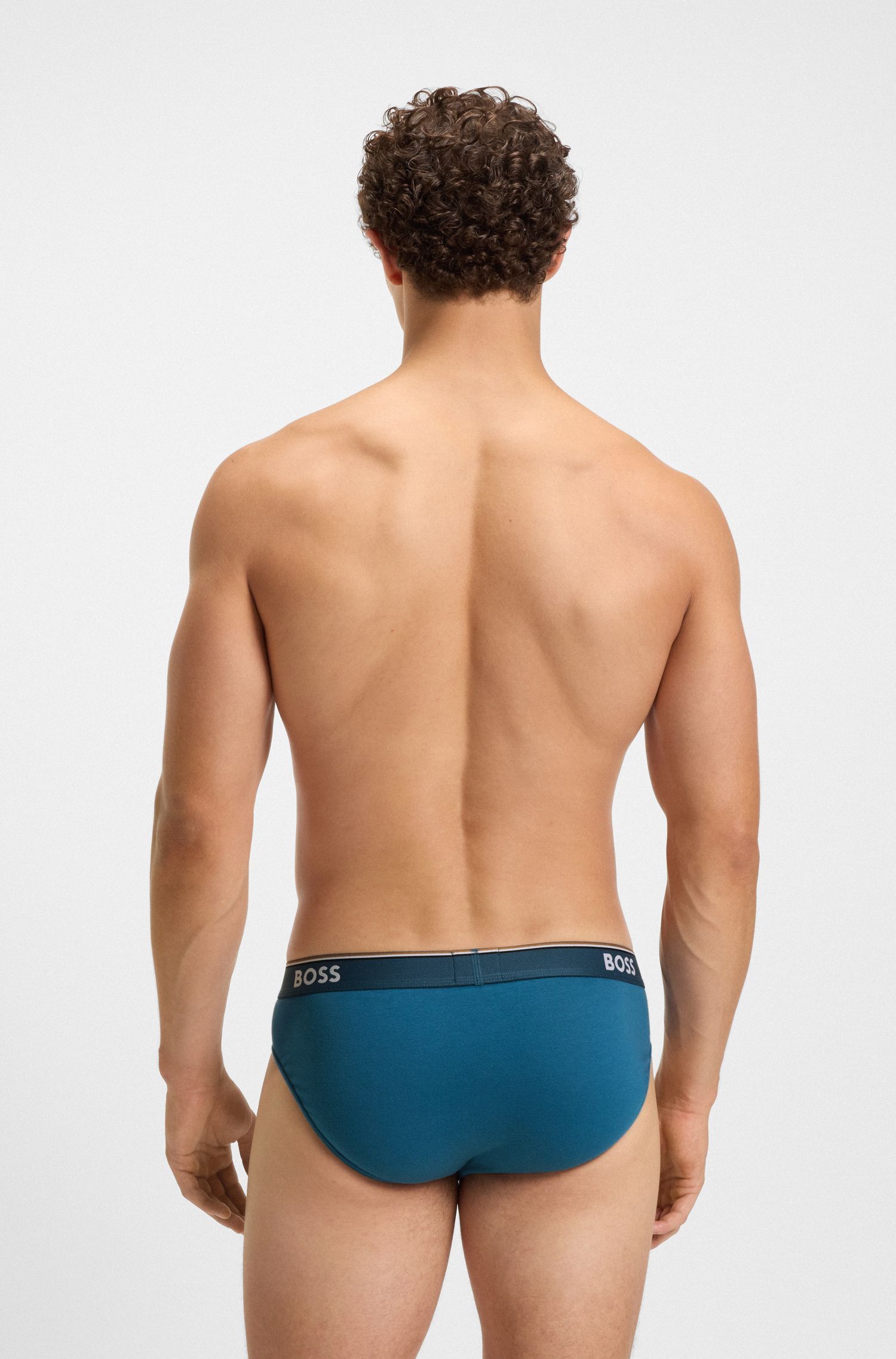 BOSS - Bộ 3 quần lót cotton dáng briefs co giãn in logo