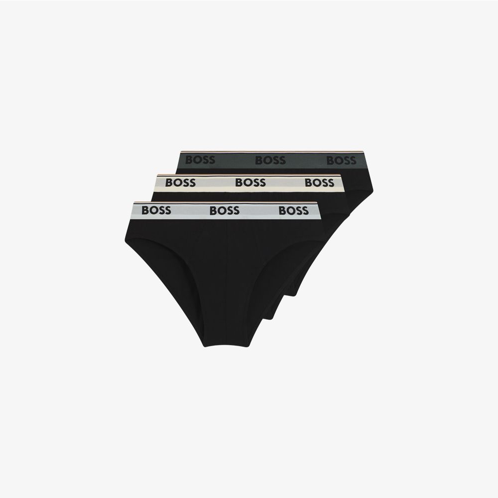 BOSS - Bộ 3 quần lót cotton dáng briefs co giãn in logo