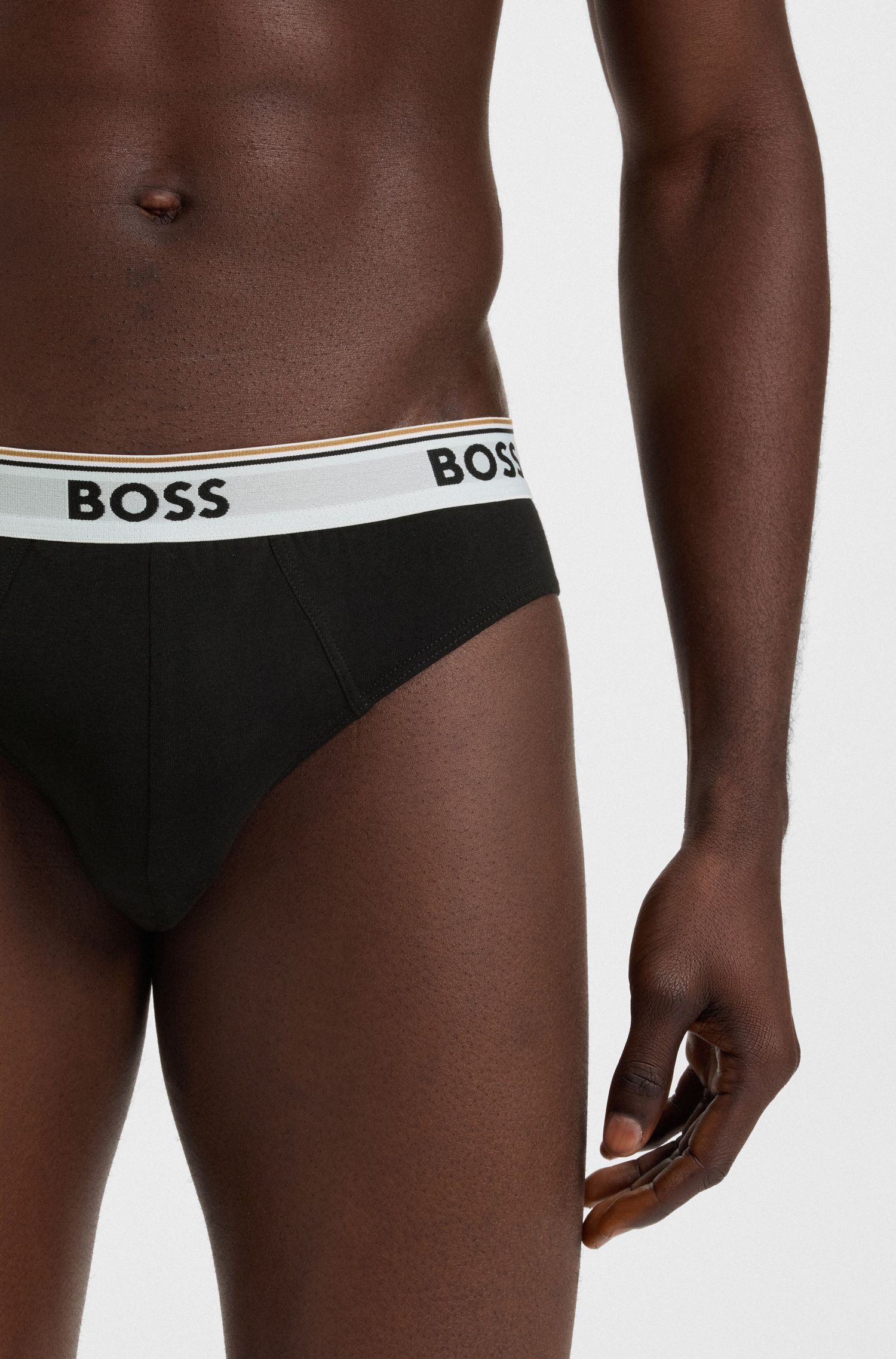 BOSS - Bộ 3 quần lót cotton dáng briefs co giãn in logo