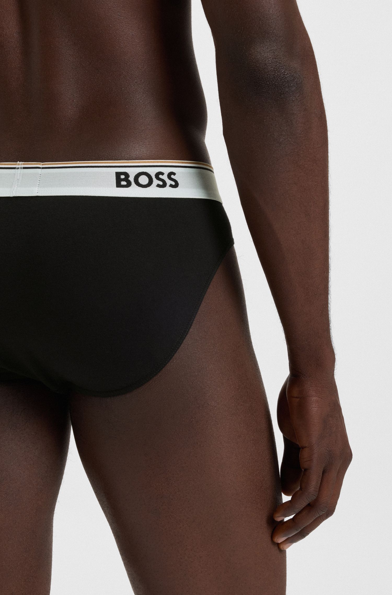 BOSS - Bộ 3 quần lót cotton dáng briefs co giãn in logo