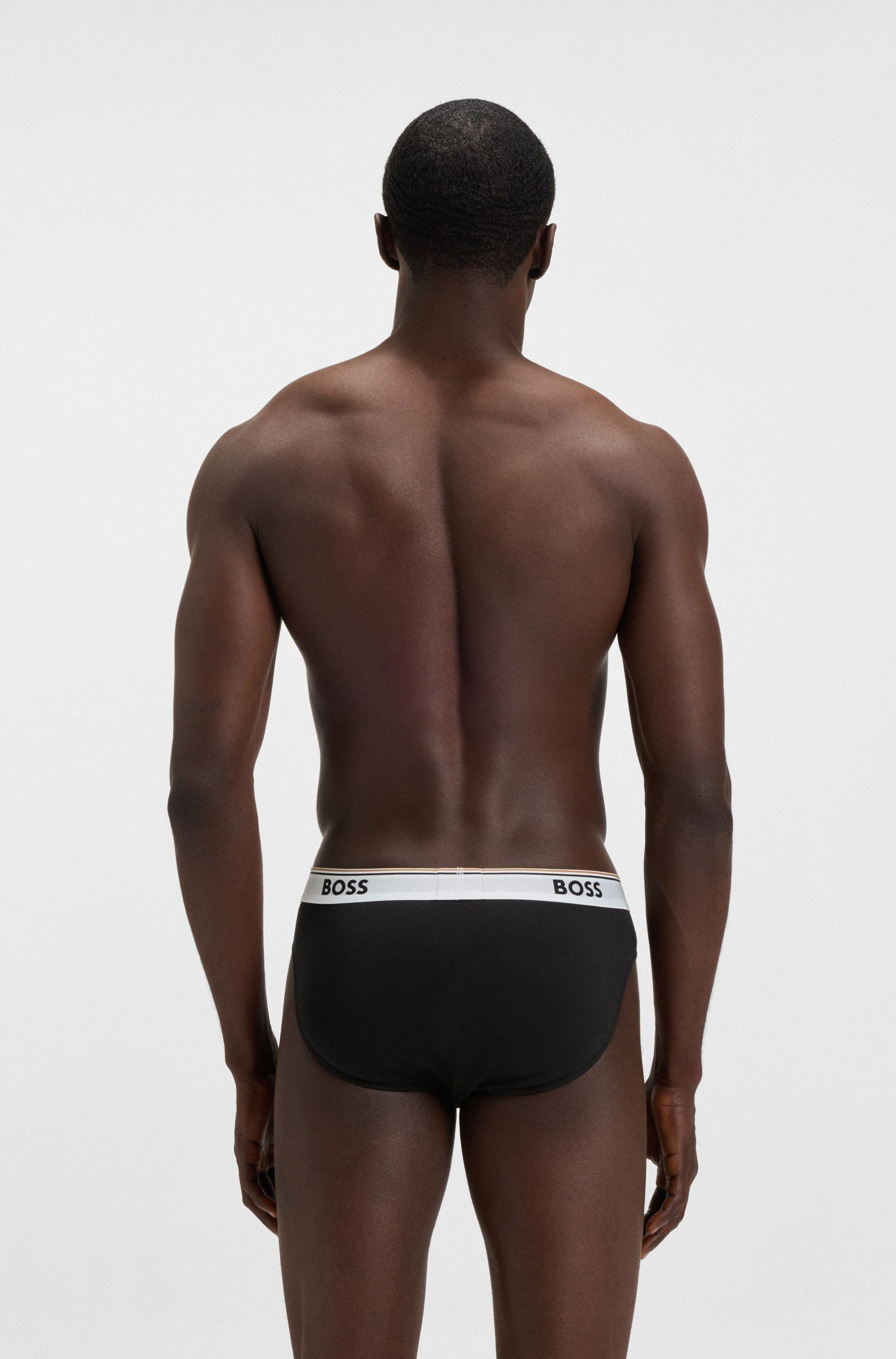 BOSS - Bộ 3 quần lót cotton dáng briefs co giãn in logo