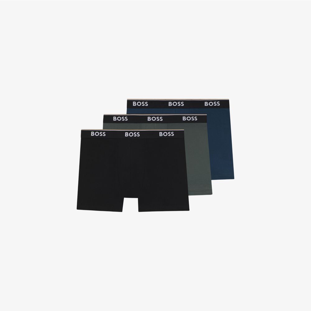 BOSS - Bộ 3 quần lót dáng boxer cotton co giãn in logo
