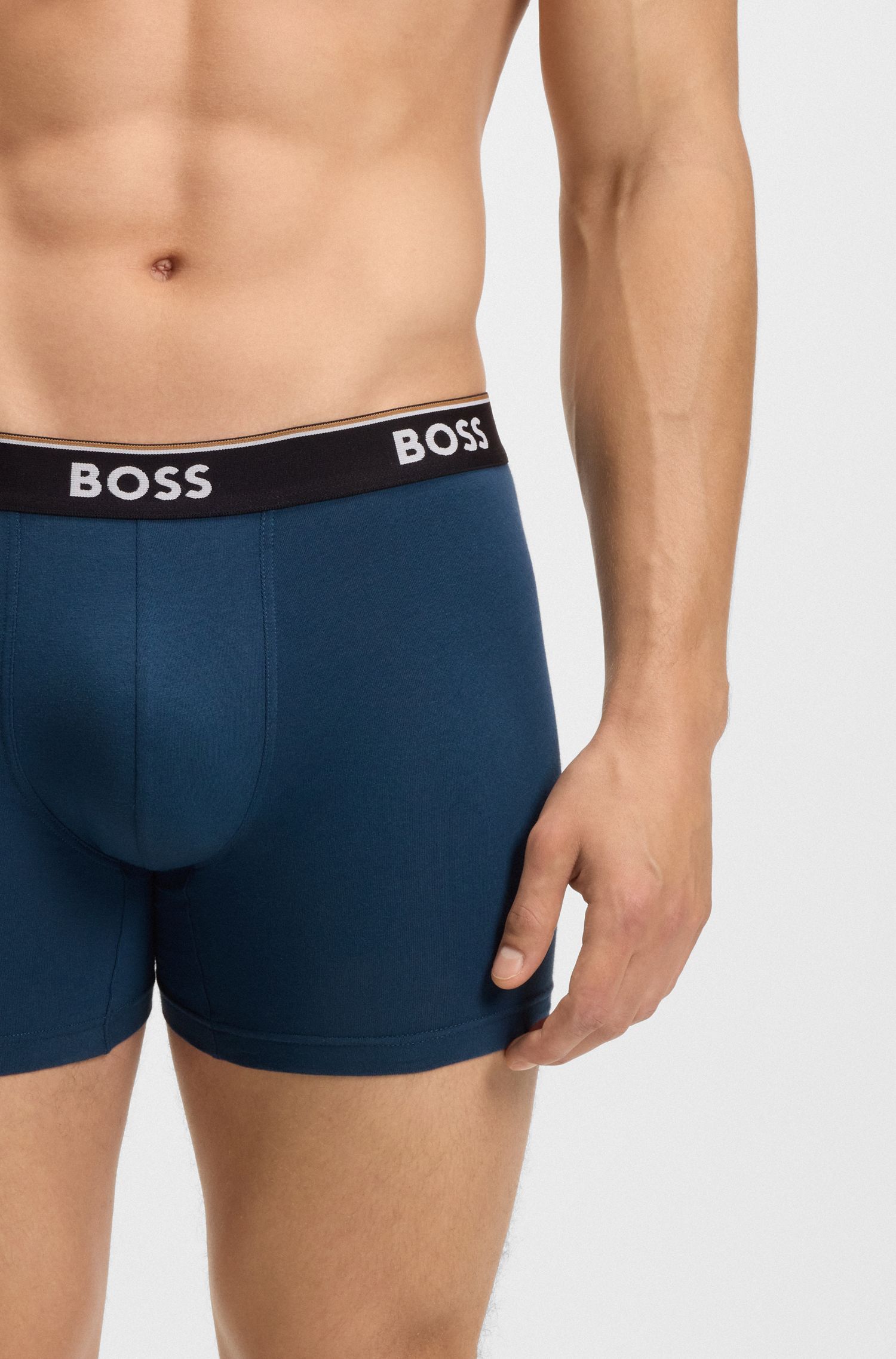 BOSS - Bộ 3 quần lót dáng boxer cotton co giãn in logo