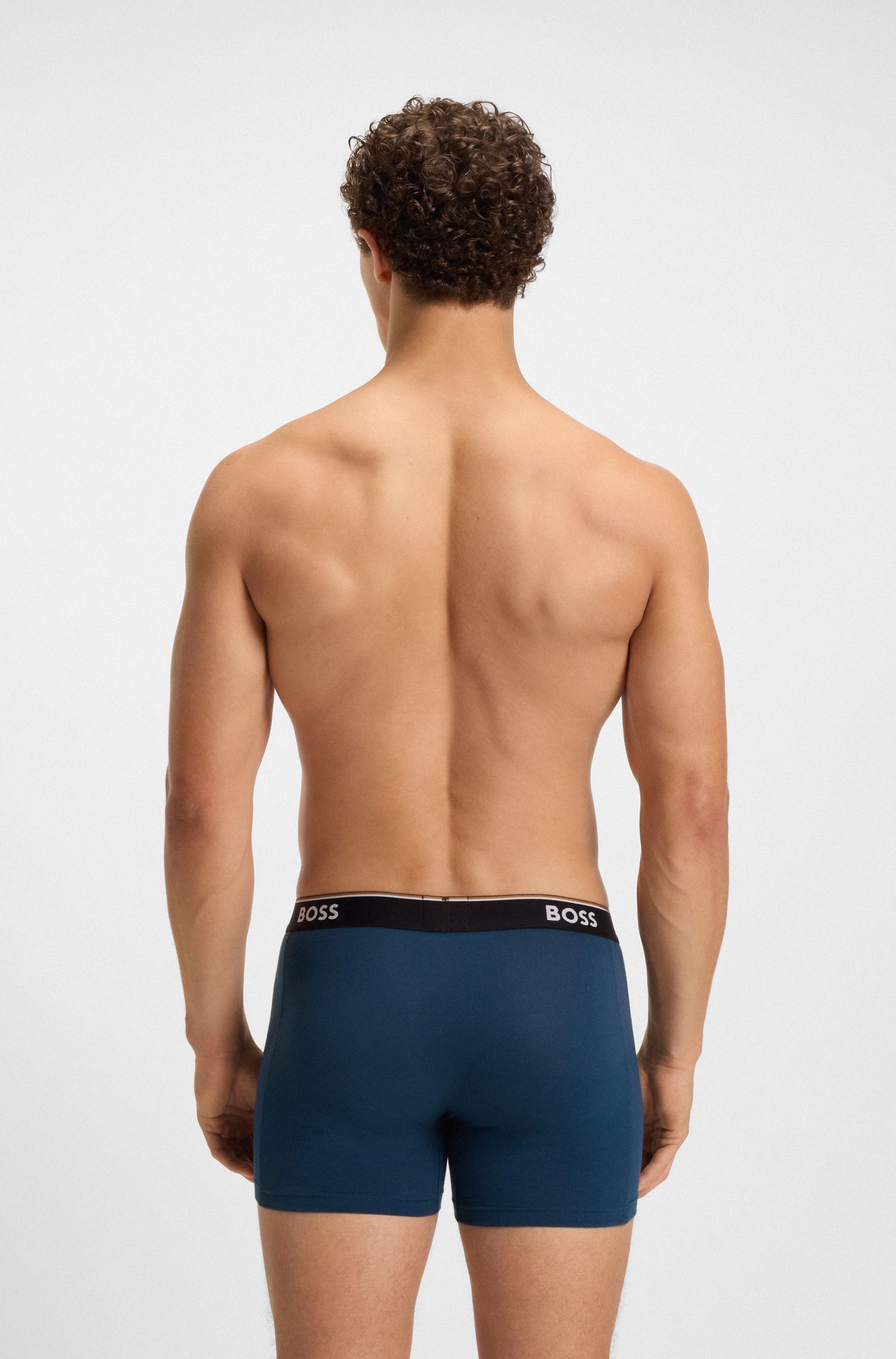 BOSS - Bộ 3 quần lót dáng boxer cotton co giãn in logo