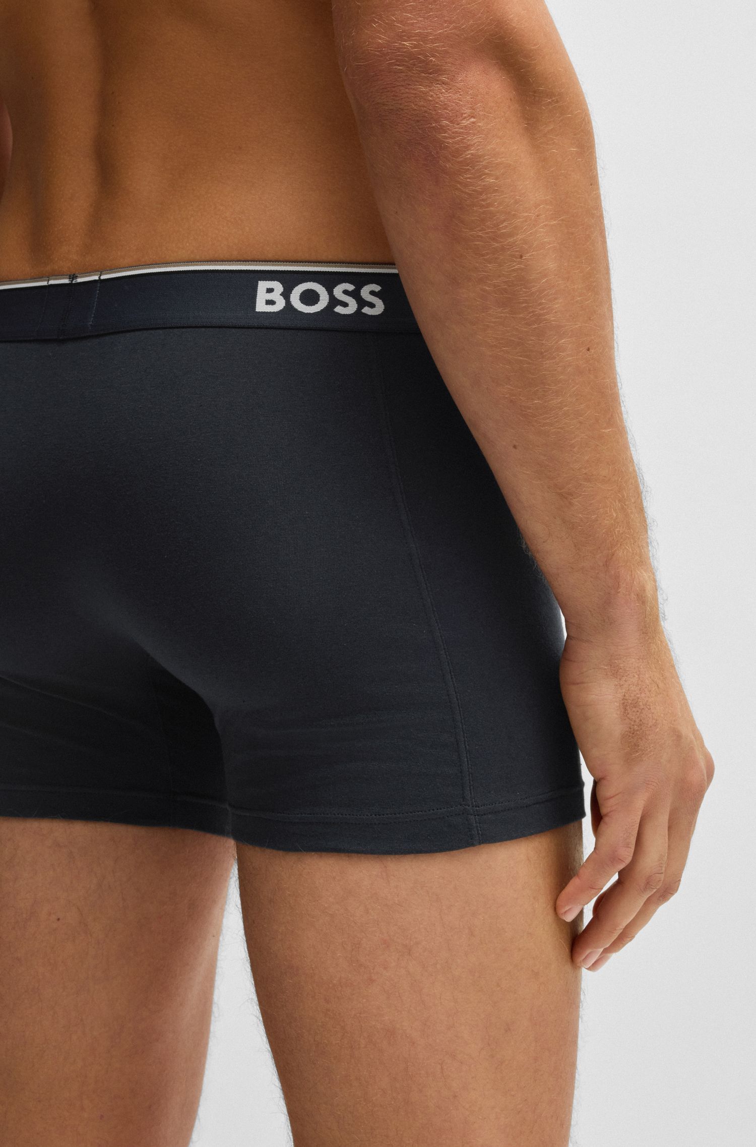 BOSS - Bộ 3 quần lót dáng boxer cotton co giãn in logo