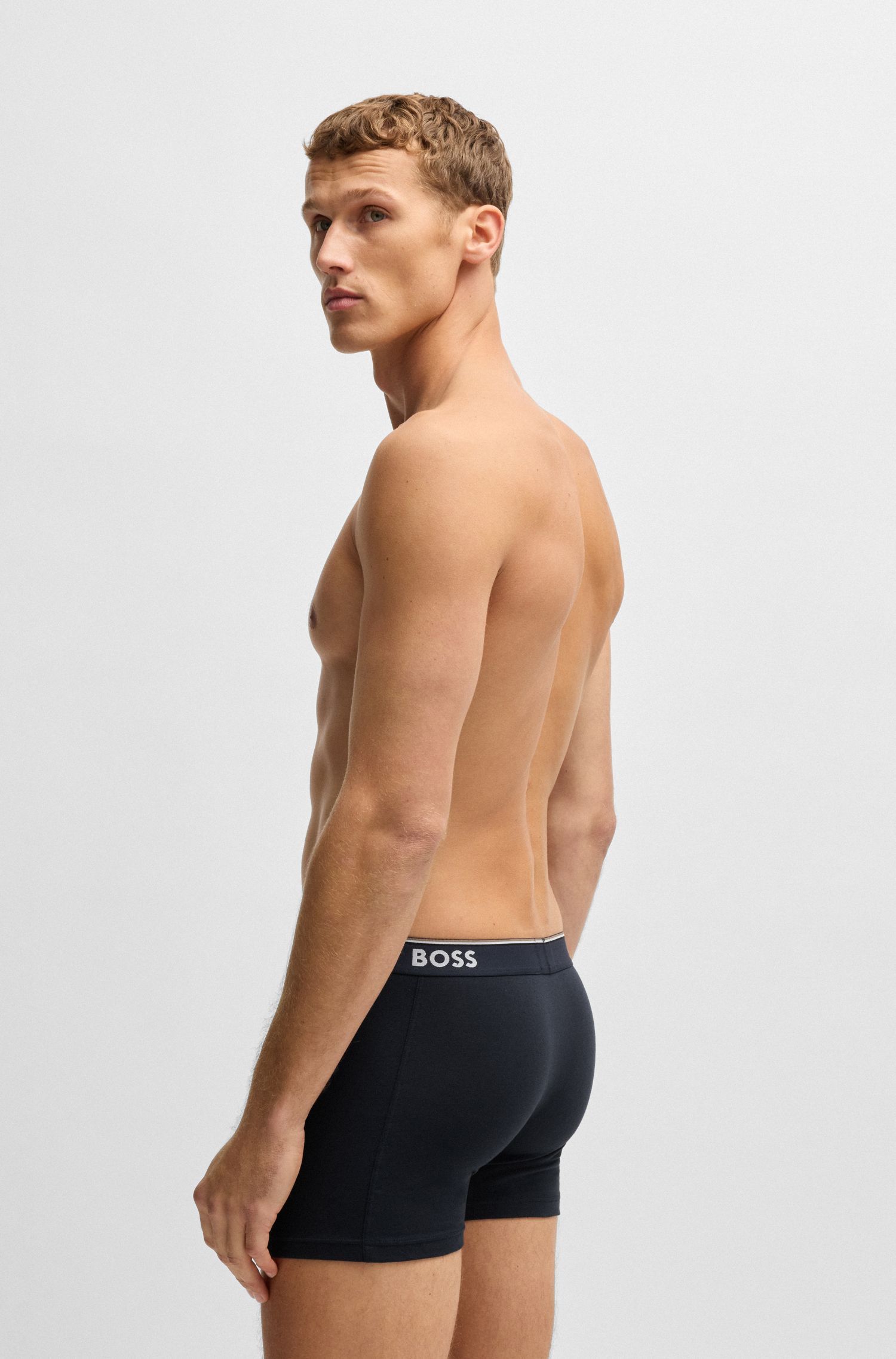 BOSS - Bộ 3 quần lót dáng boxer cotton co giãn in logo