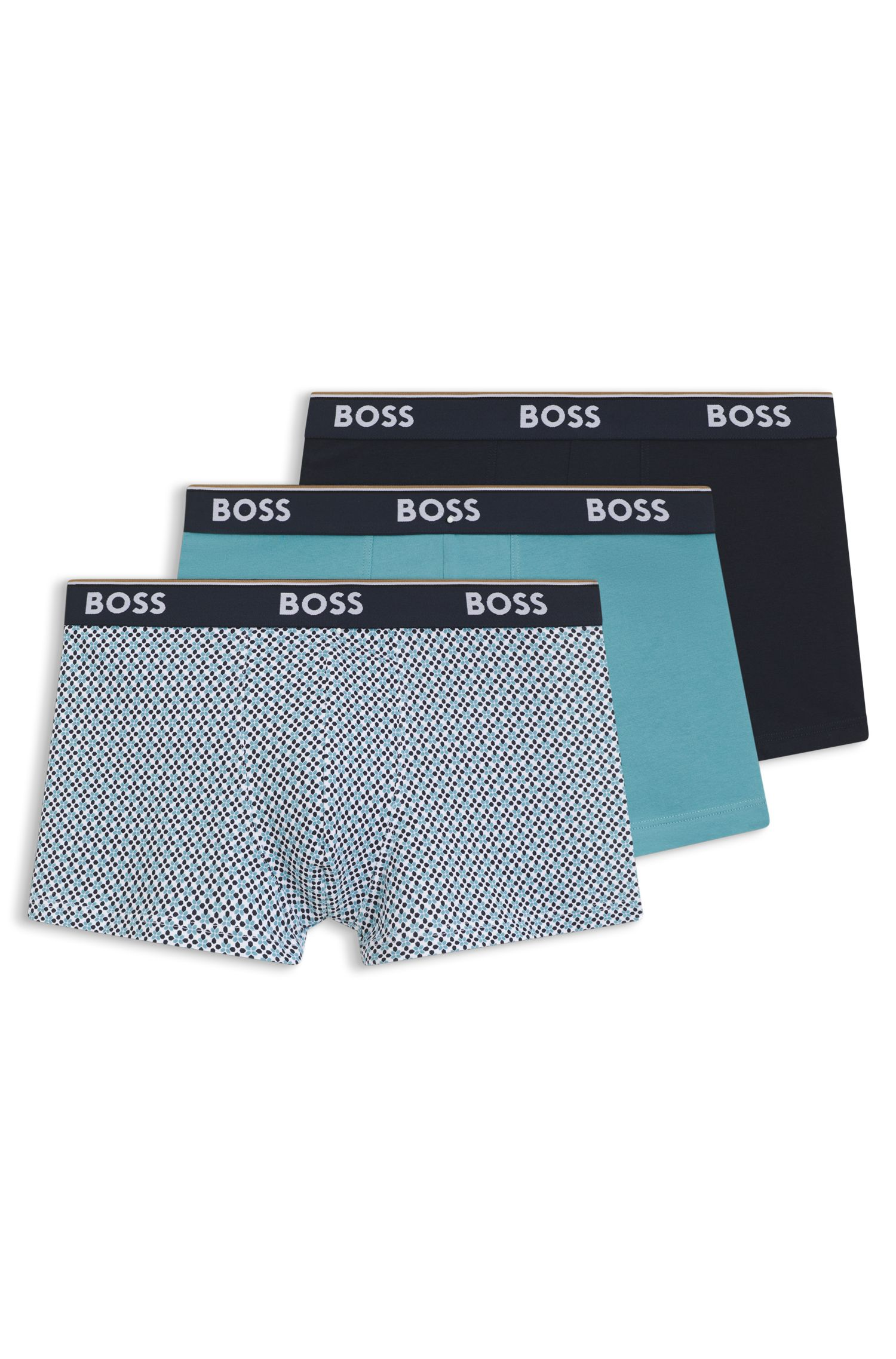 BOSS - Bộ 3 quần lót dáng trunk vải cotton co giãn có logo