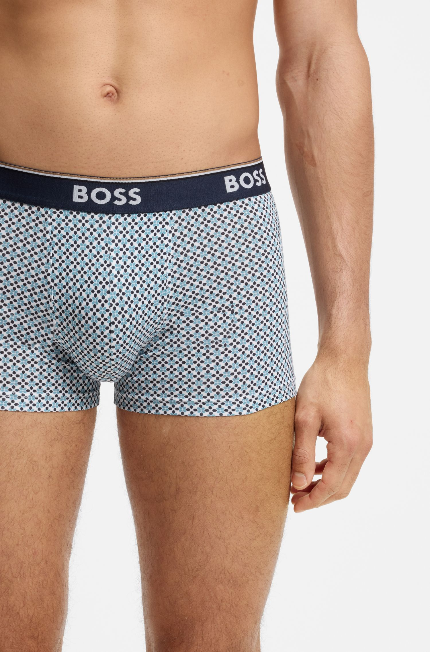 BOSS - Bộ 3 quần lót dáng trunk vải cotton co giãn có logo