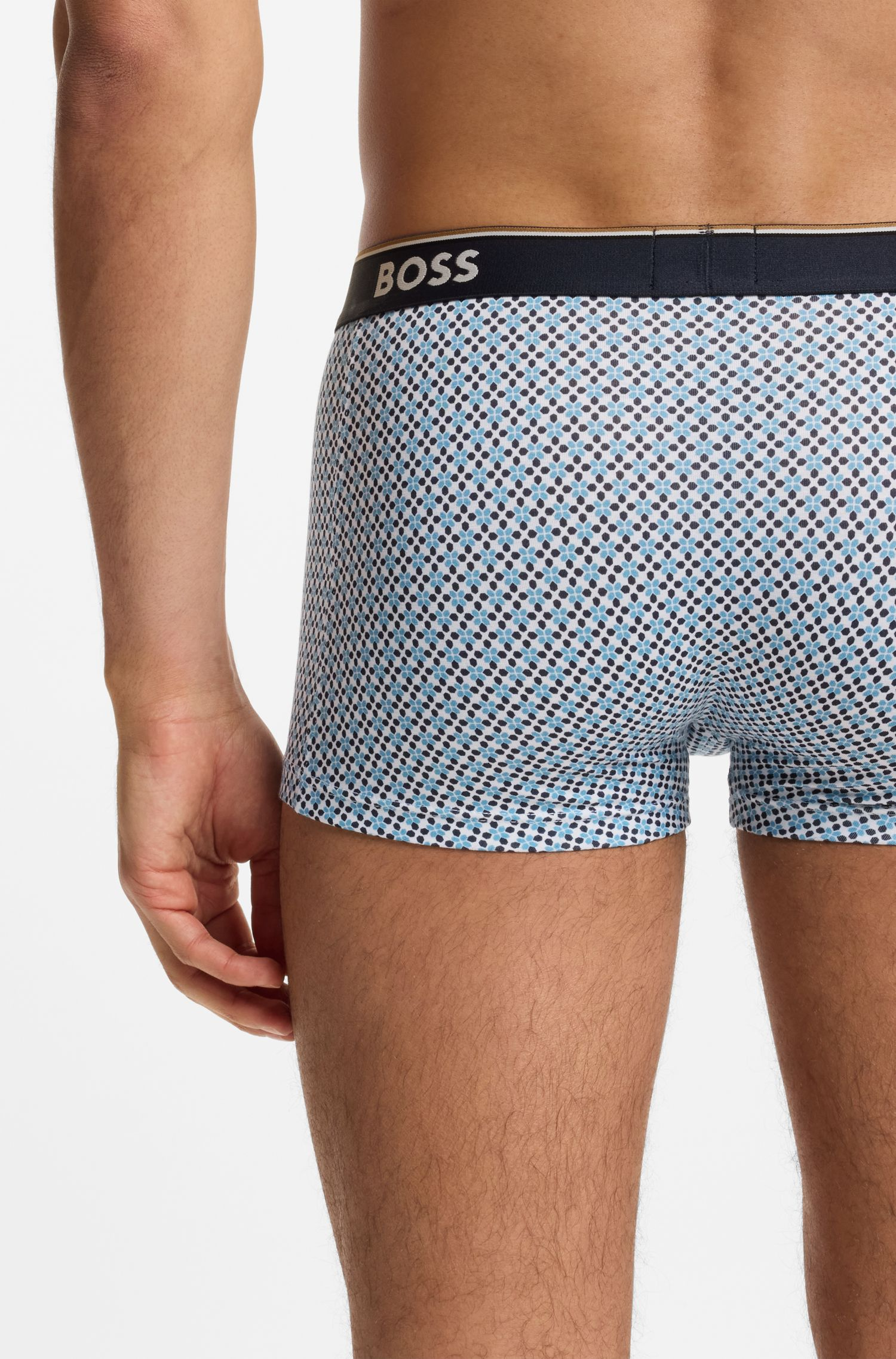 BOSS - Bộ 3 quần lót dáng trunk vải cotton co giãn có logo