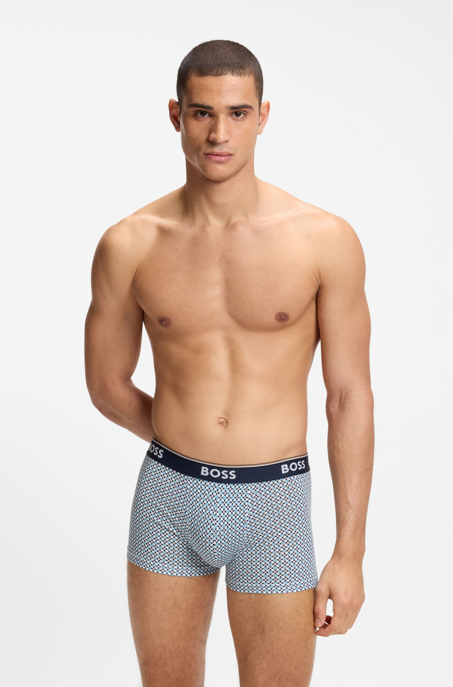 BOSS - Bộ 3 quần lót dáng trunk vải cotton co giãn có logo