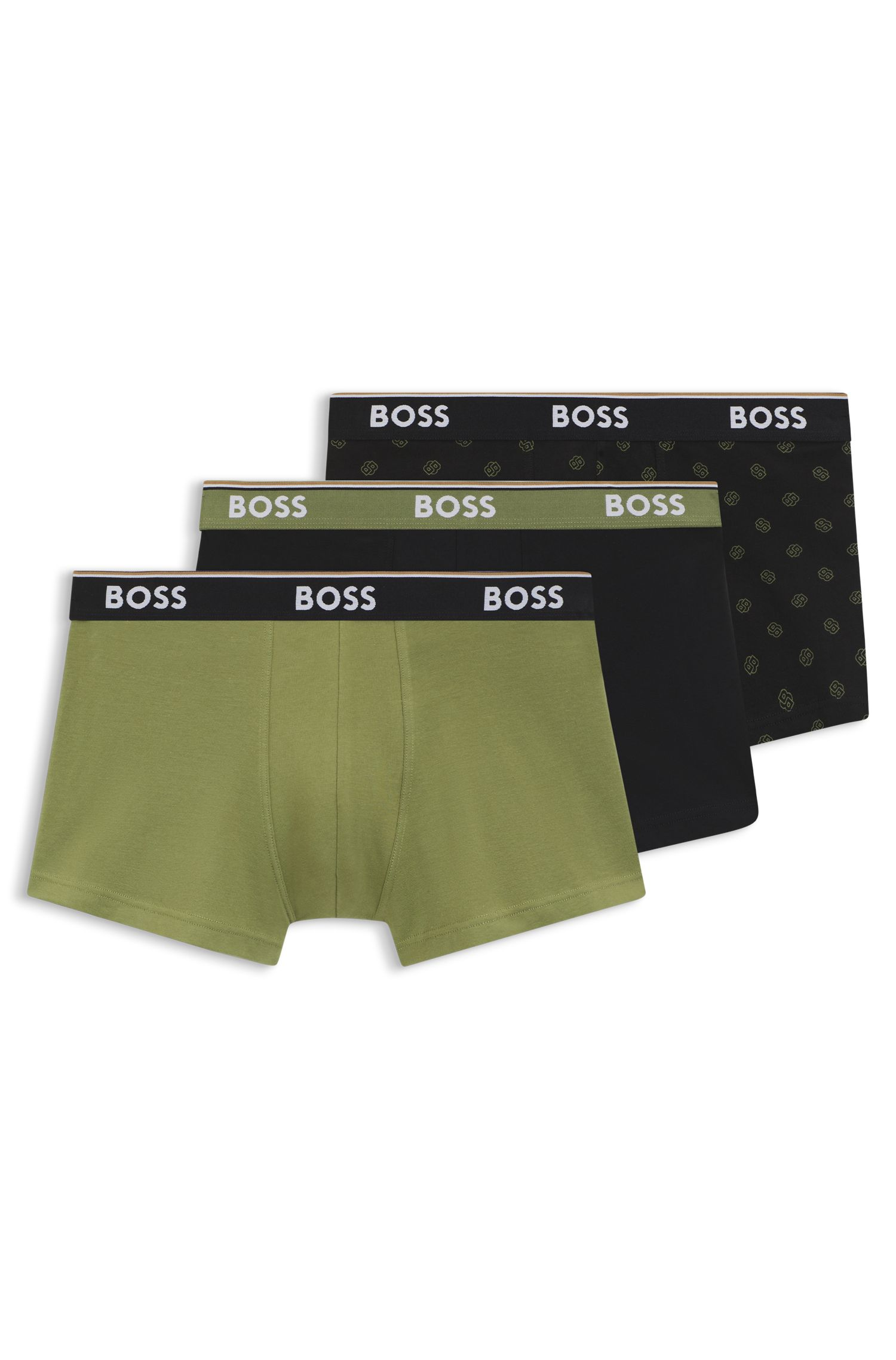 BOSS - Bộ 3 quần lót dáng trunk vải cotton co giãn có logo