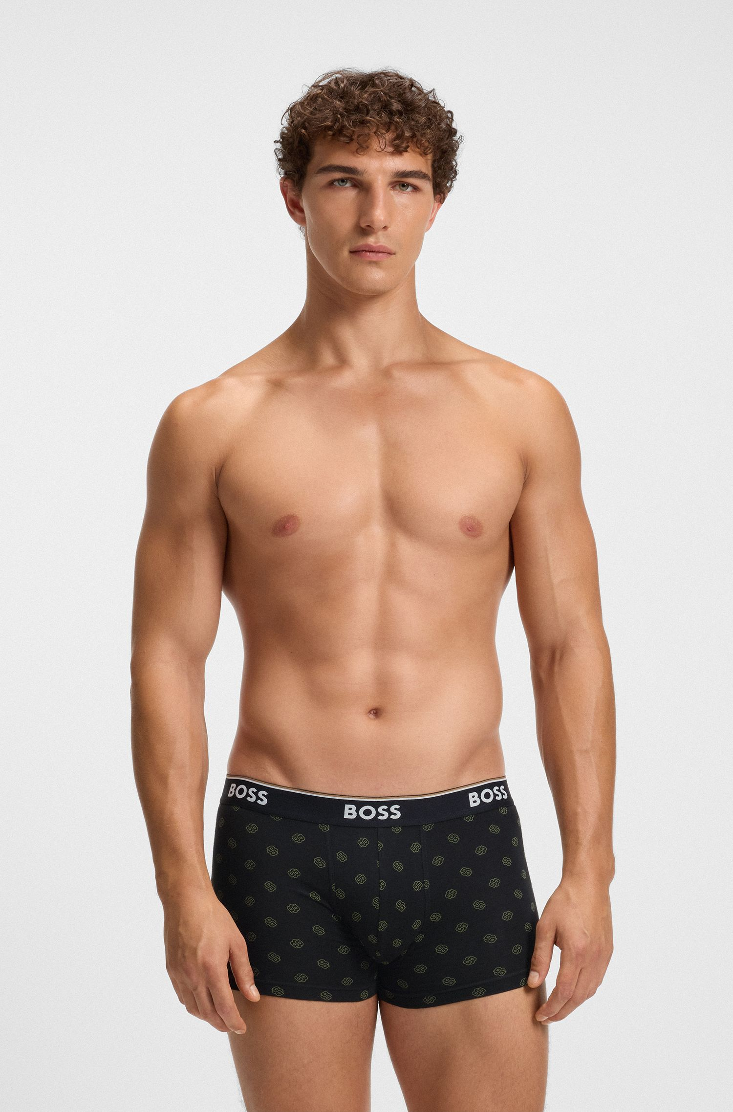 BOSS - Bộ 3 quần lót dáng trunk vải cotton co giãn có logo