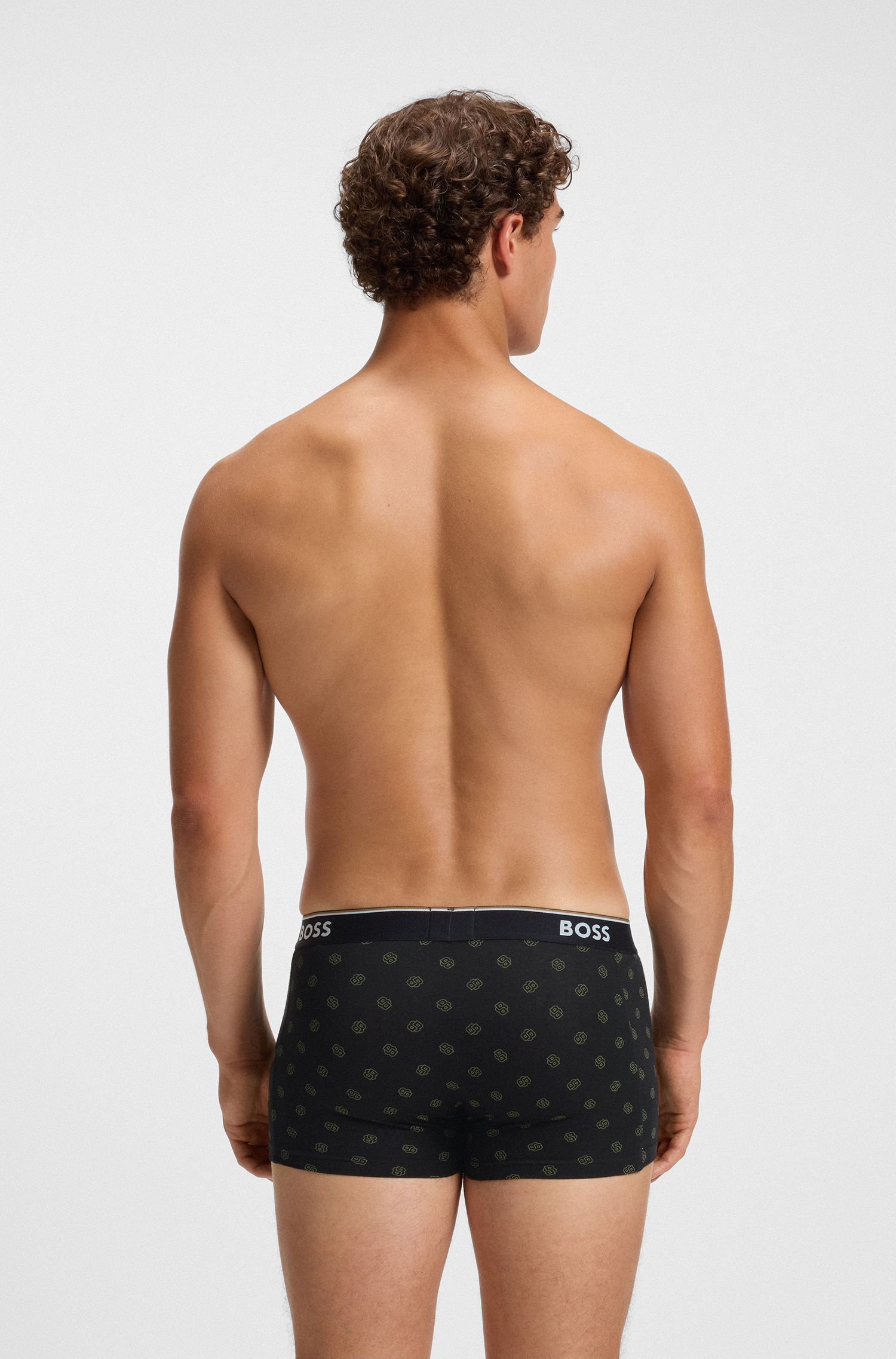 BOSS - Bộ 3 quần lót dáng trunk vải cotton co giãn có logo