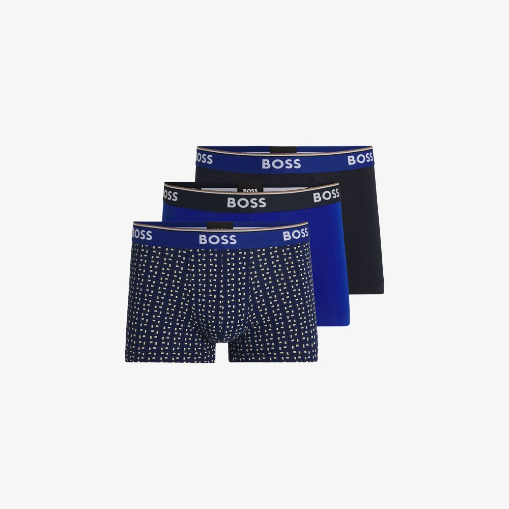 BOSS - Bộ 3 quần lót dáng trunk vải cotton co giãn có logo