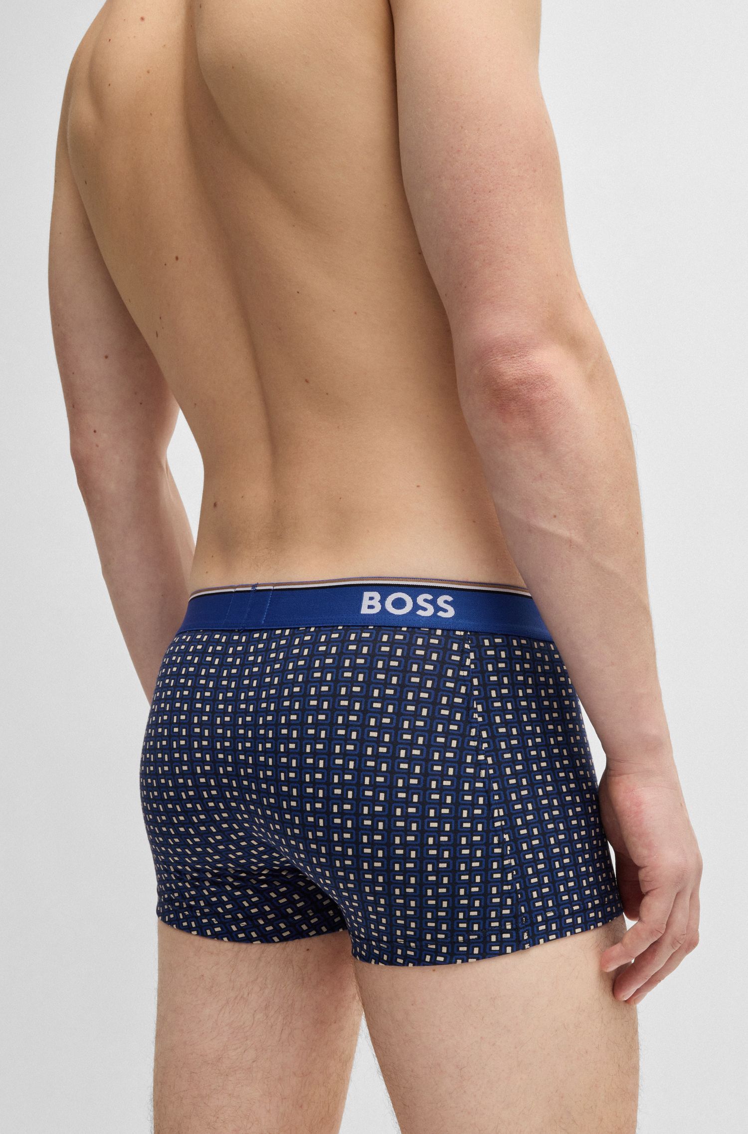 BOSS - Bộ 3 quần lót dáng trunk vải cotton co giãn có logo