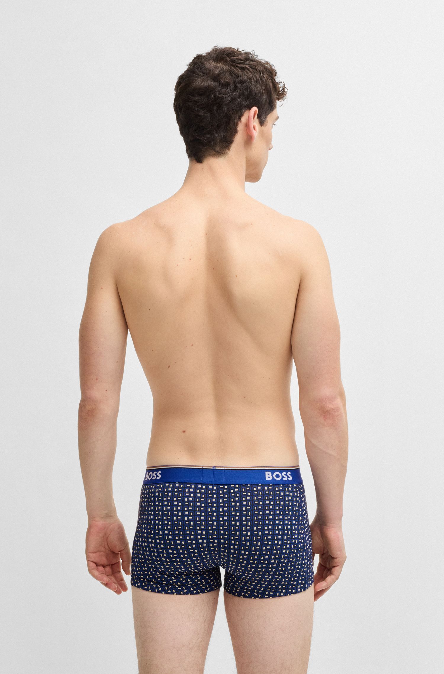 BOSS - Bộ 3 quần lót dáng trunk vải cotton co giãn có logo