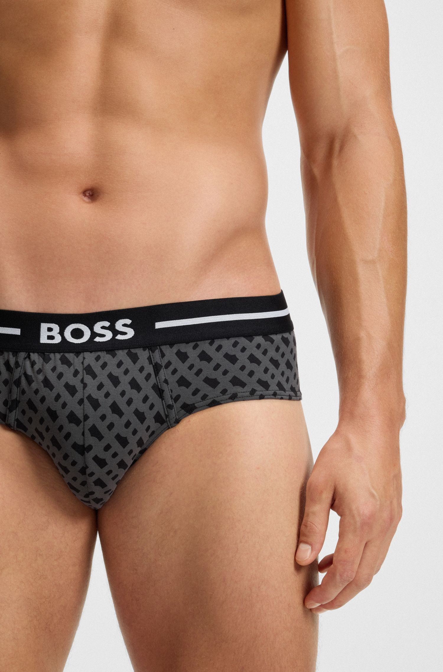 BOSS - Bộ 3 quần lót briefs vải cotton co giãn in logo