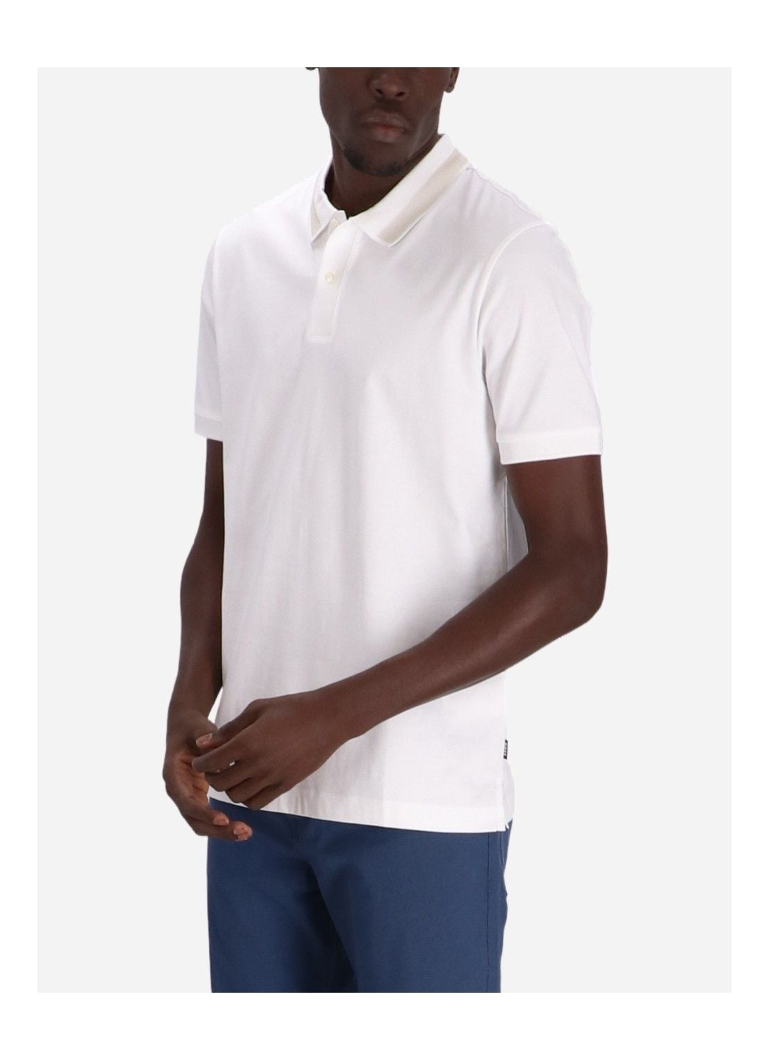 Áo polo slim fit cotton mercerized sọc cổ áo
