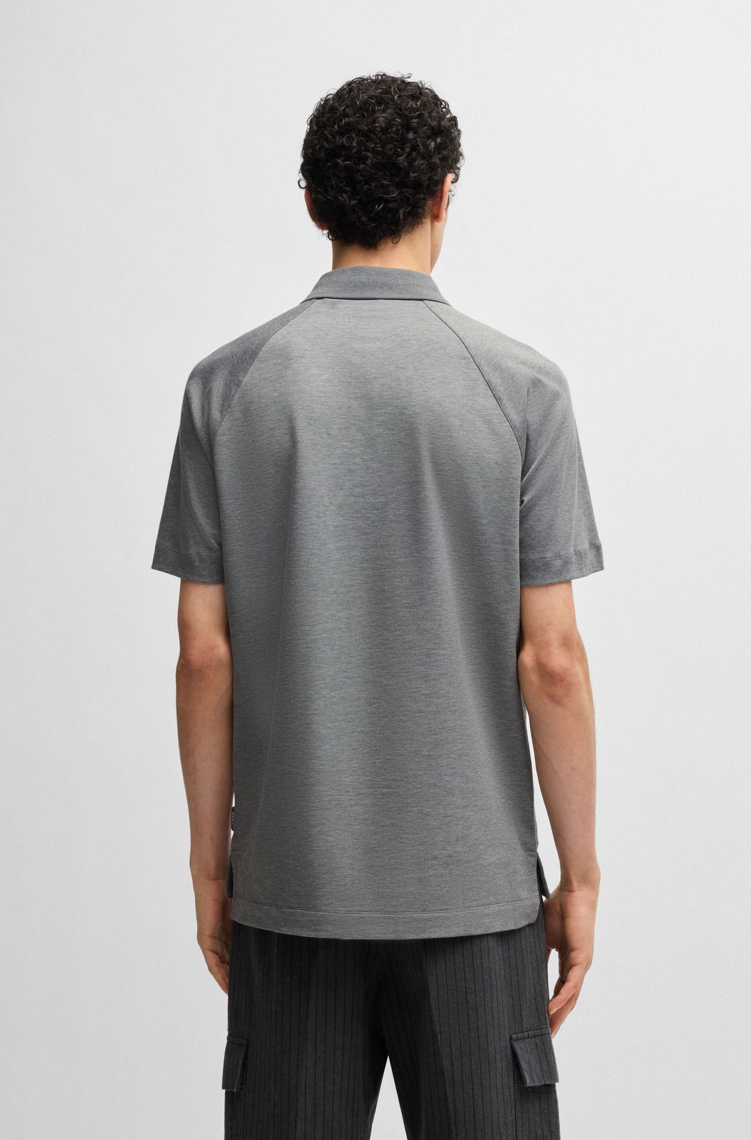 BOSS - Áo polo hiệu ứng mélange thời thượng