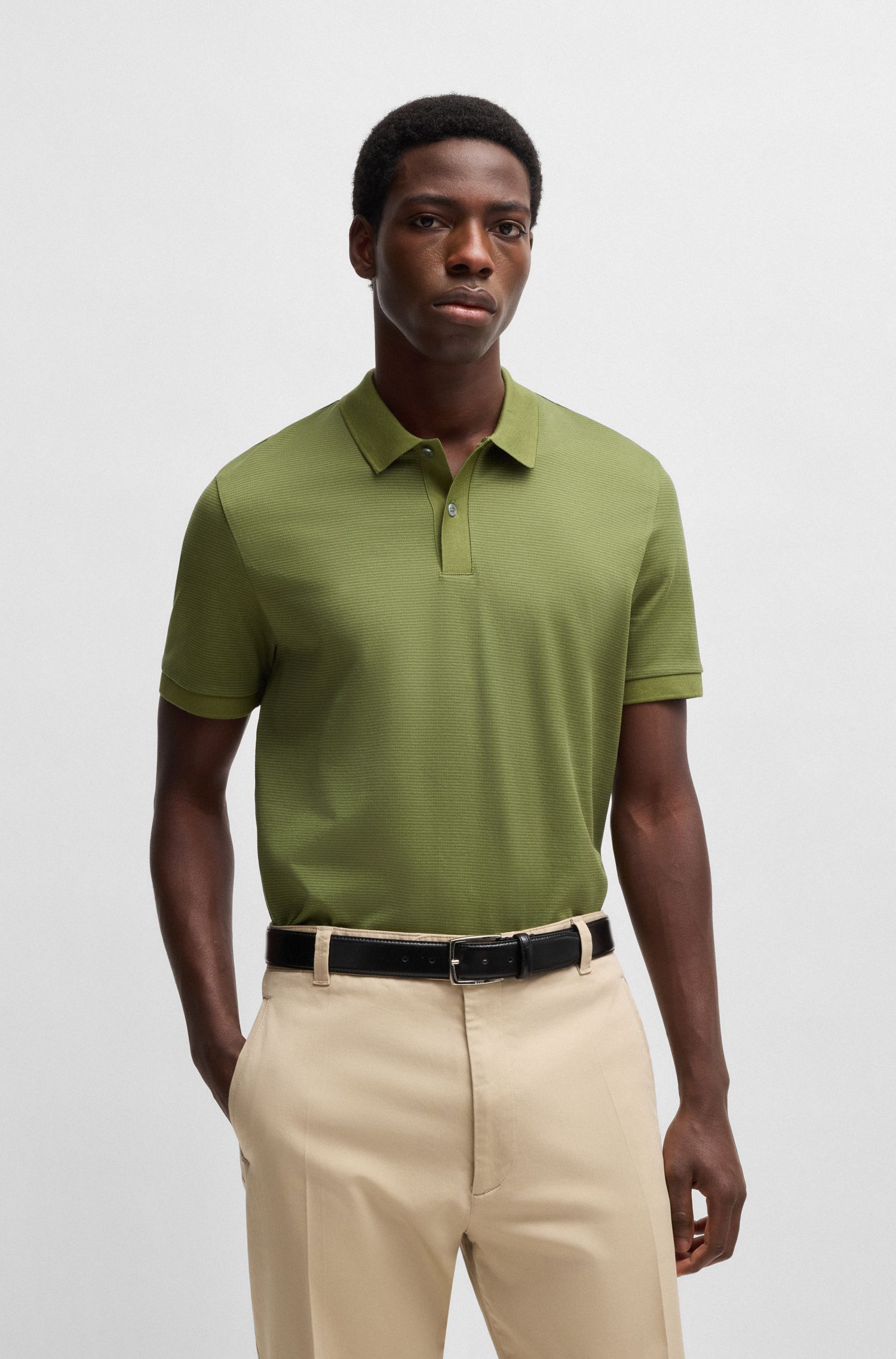 Áo polo cotton mercerized họa tiết siêu nhỏ