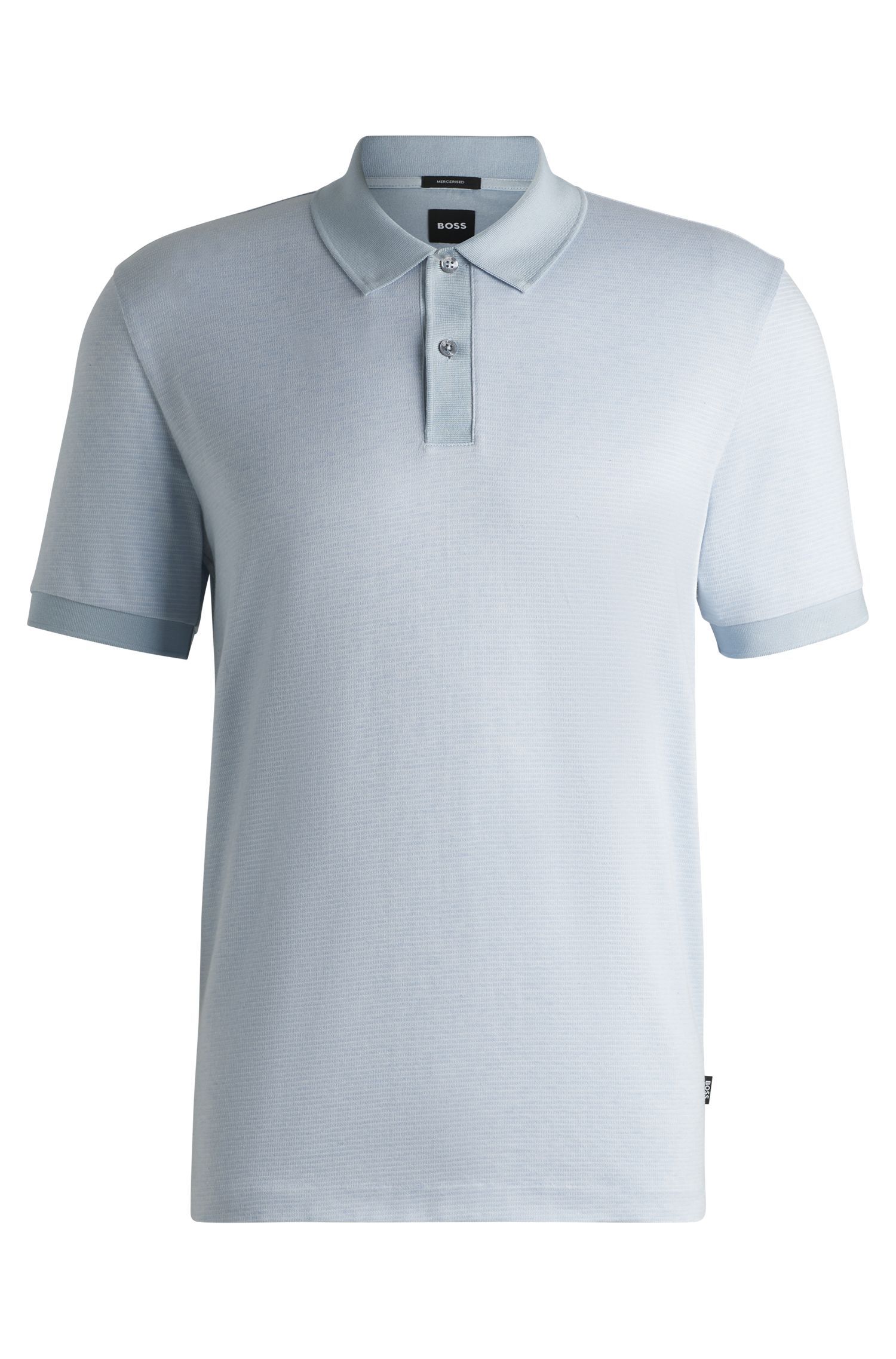 BOSS - Áo polo cotton mercerized họa tiết siêu nhỏ