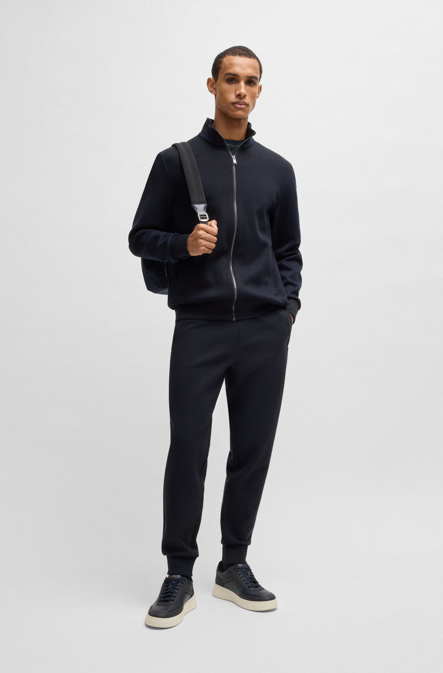 BOSS - Quần jogger dáng regular-fit vải cotton mercerized cao cấp