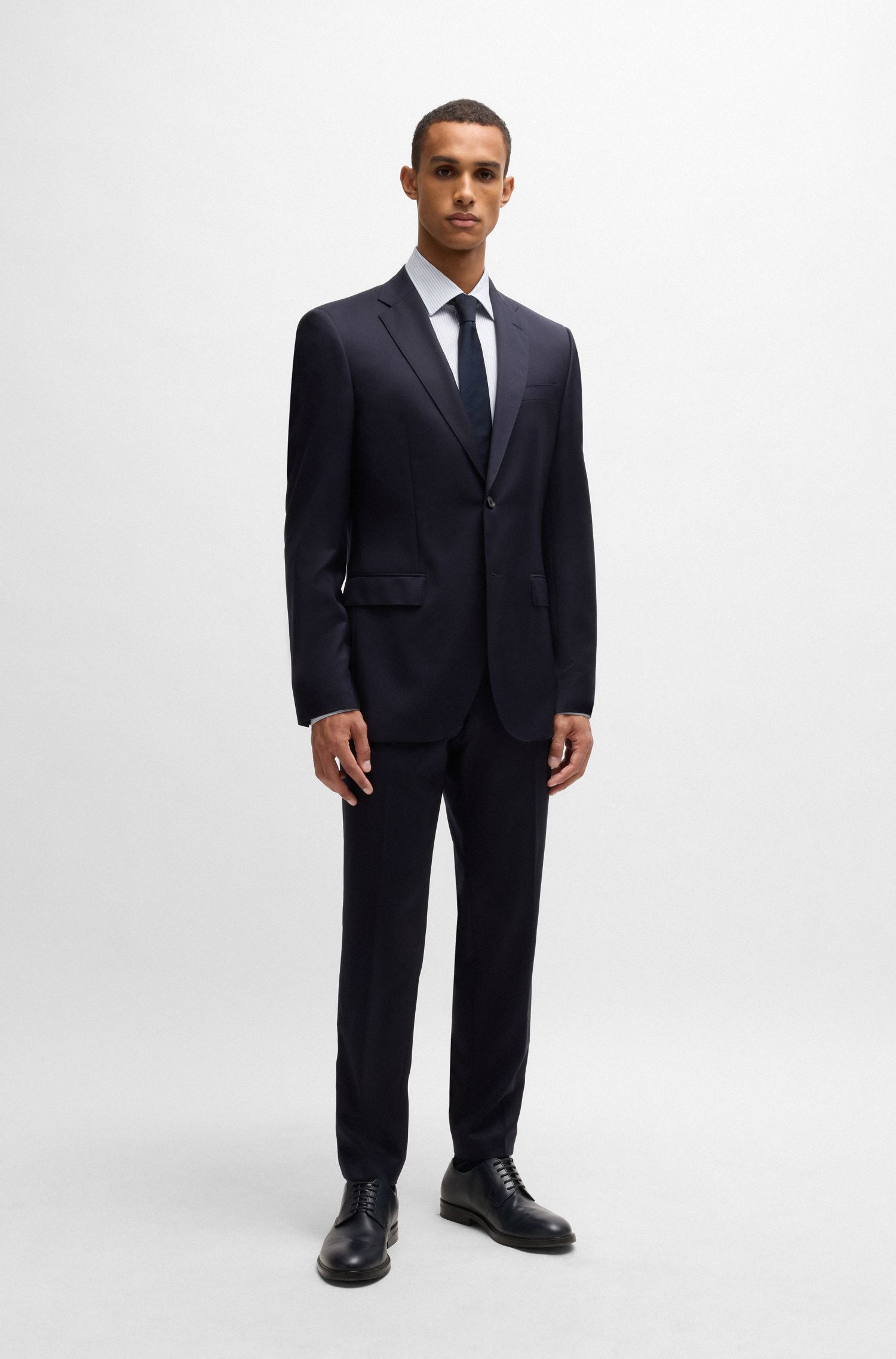 BOSS - Áo sơ mi dáng regular-fit vải cotton co giãn dễ ủi