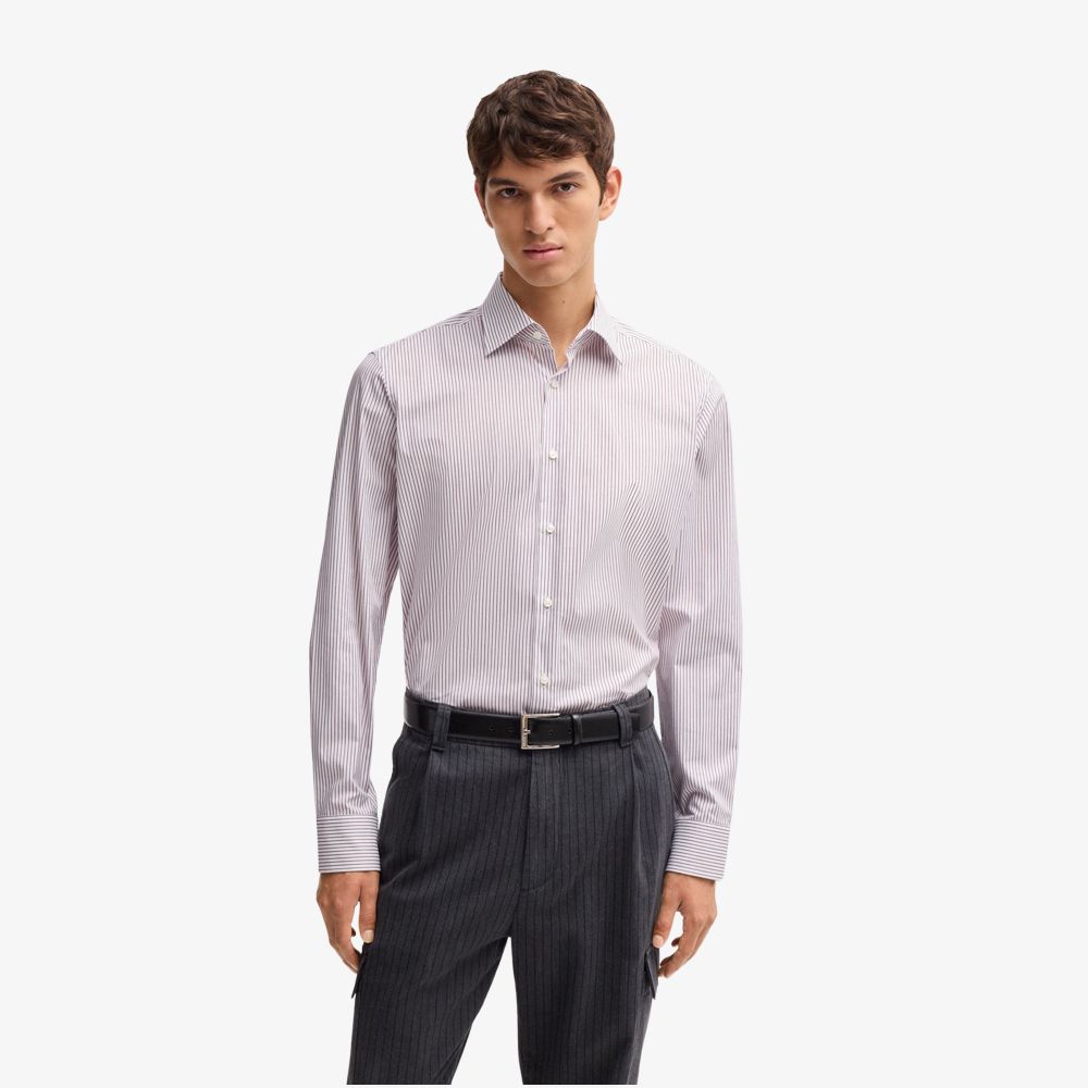 BOSS - Áo sơ mi dáng regular-fit vải cotton co giãn dễ ủi