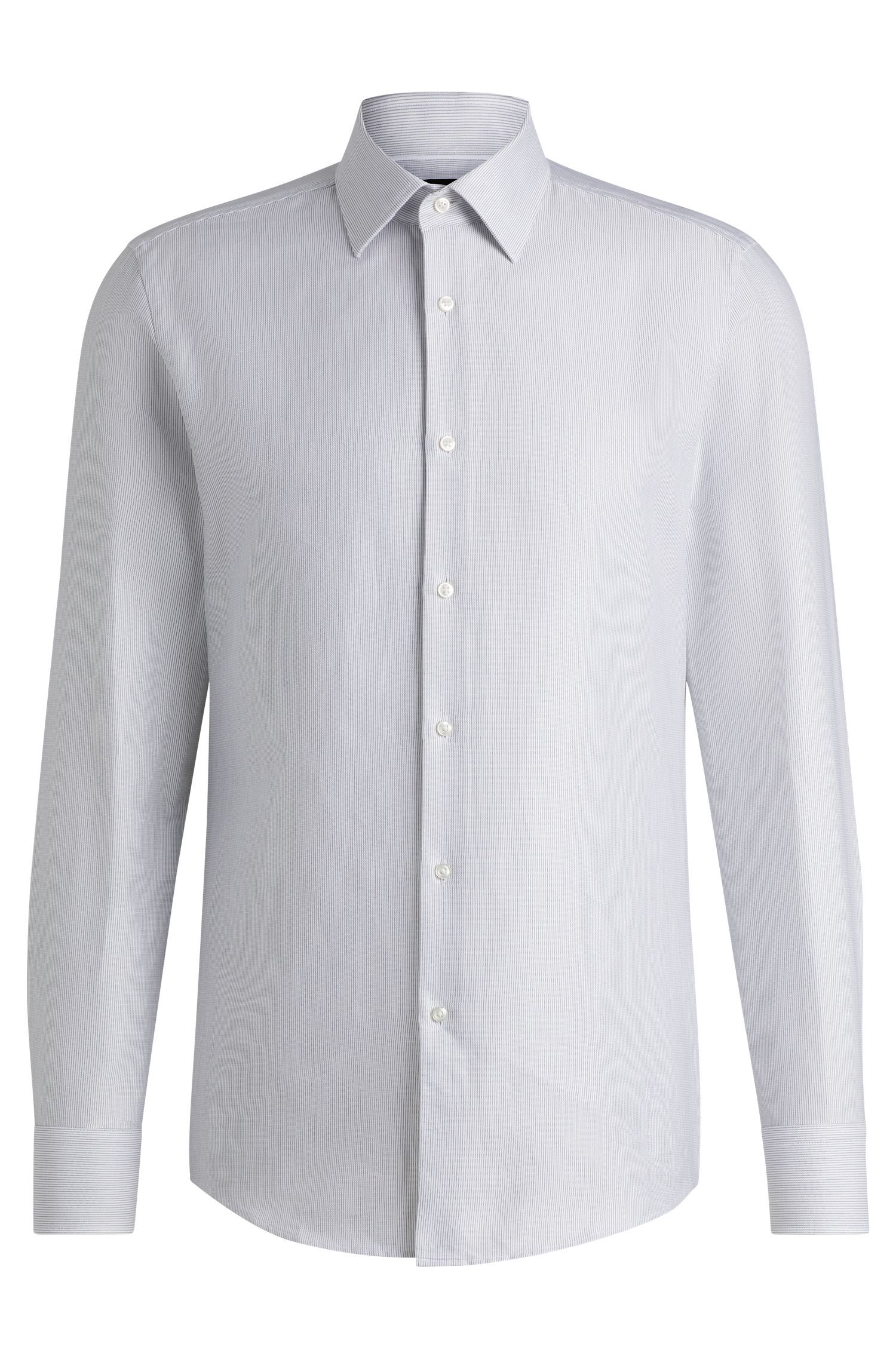 BOSS - Áo sơ mi dáng ôm slim fit từ vải cotton sọc chéo