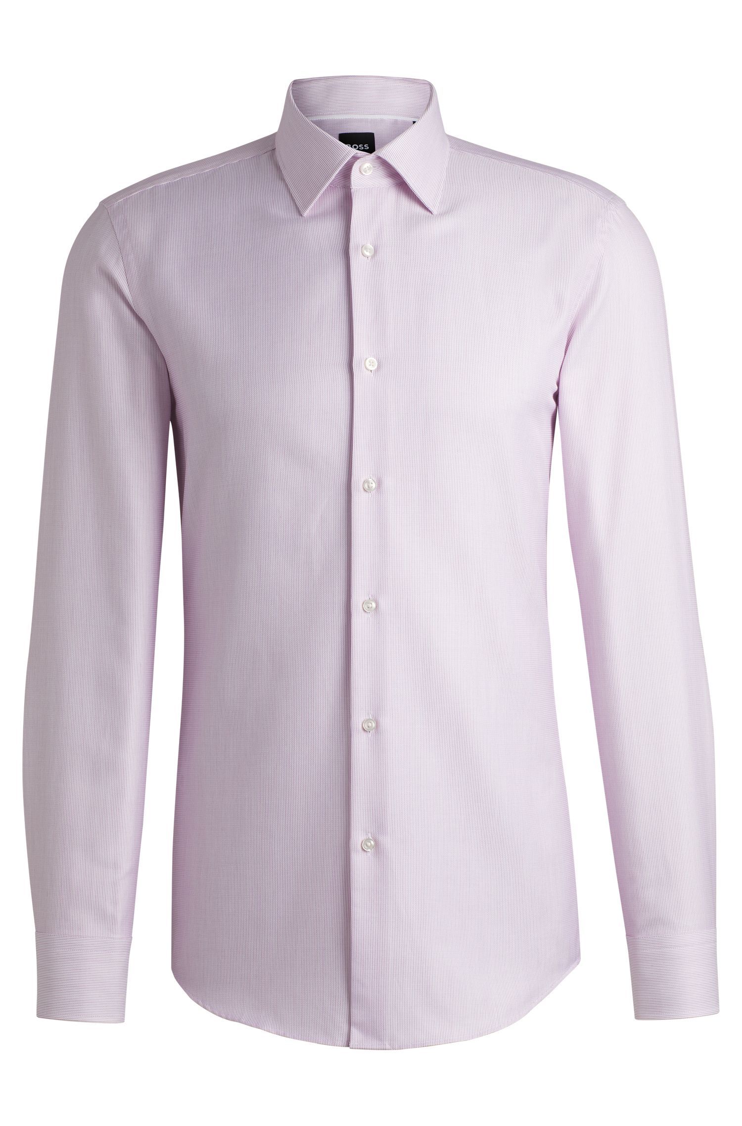 BOSS - Áo sơ mi dáng ôm slim fit từ vải cotton sọc chéo